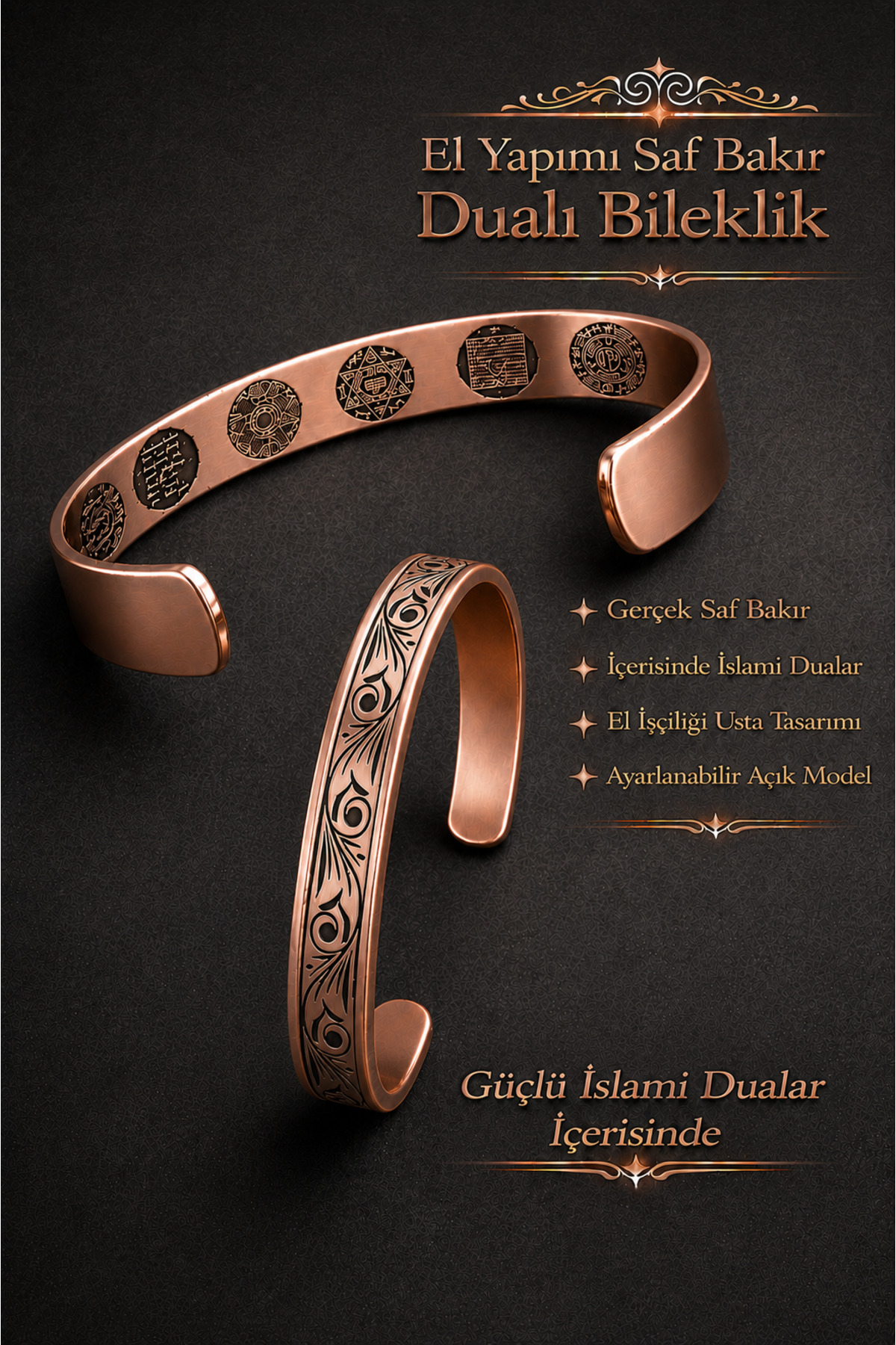 Praying Male Female 100% Pure Copper Bracelet Pattern – Solomon Seal, Nas Catastrophe, and Maximal Name – Adjustable