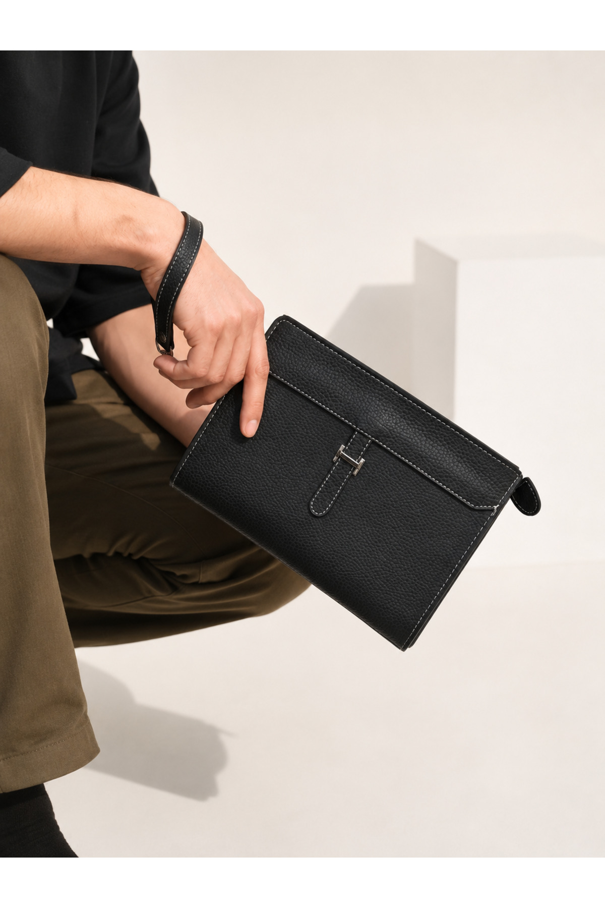 DİAMOND OUTLET Erkek Clutch El Çantası Çok Gözlü Fermuarlı Şık Portföy Çanta Günlük Kullanım görsel 2