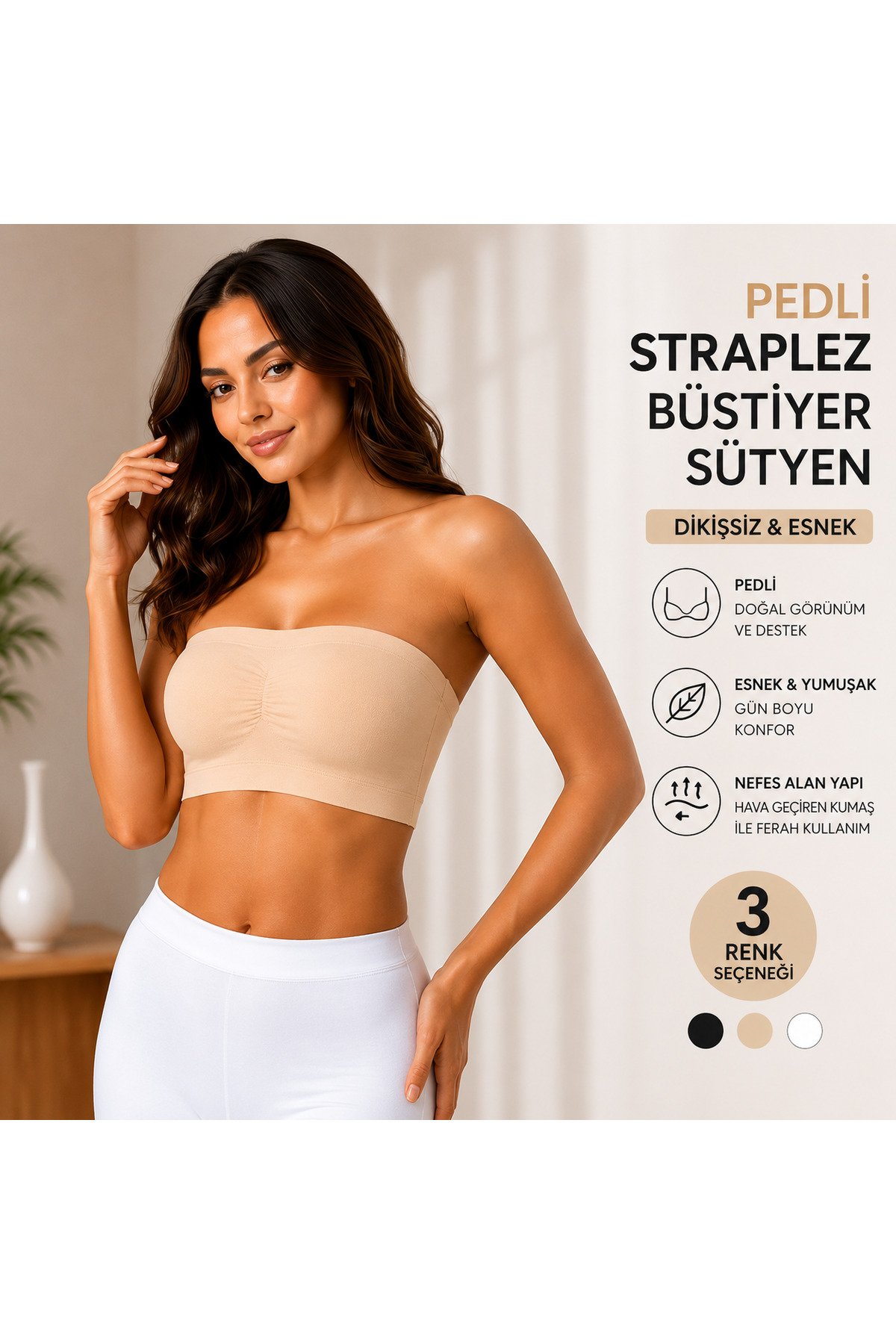 AV ANZAV 1574 Dikişsiz Pedli Straplez Büstiyer Sütyen Bandeu