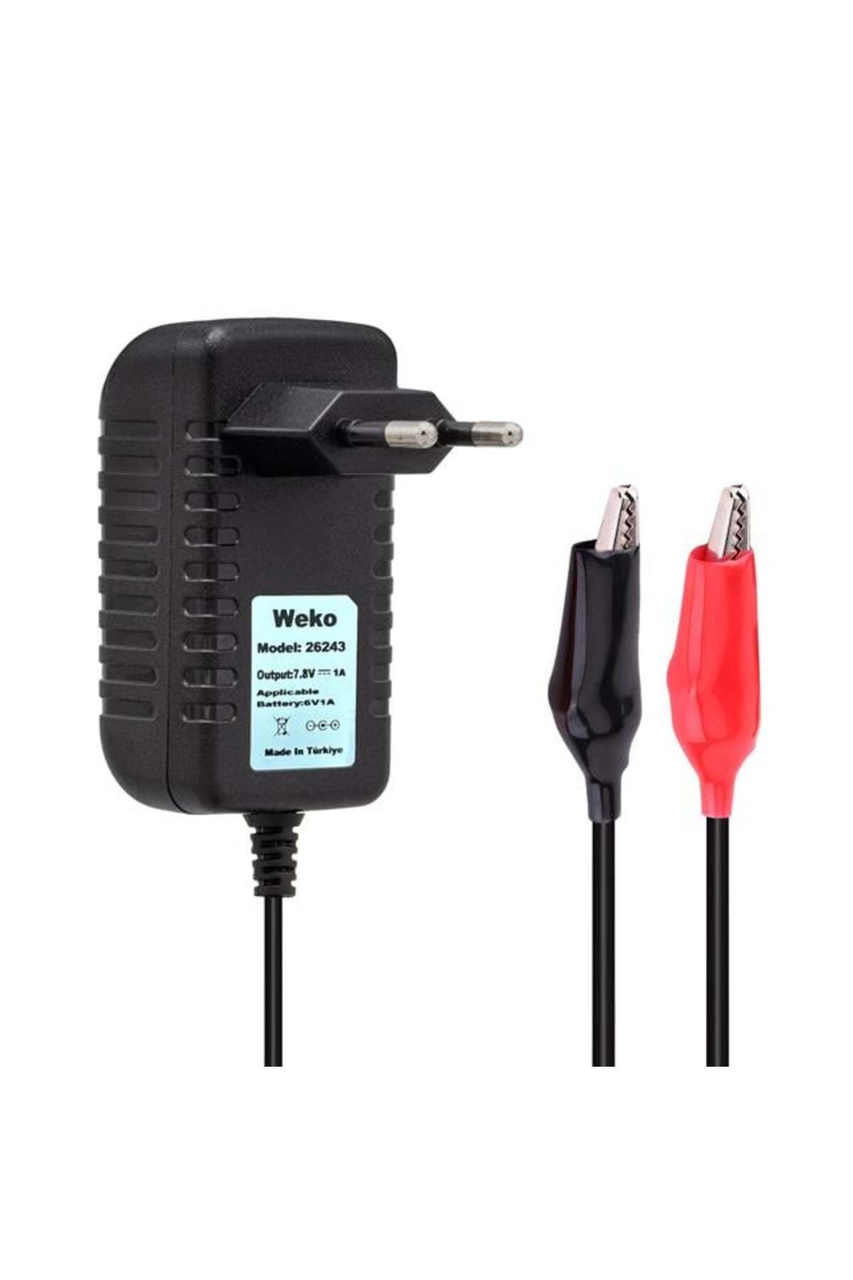 あだこページ１ WEKO 7.8 Volt - 1 Amper Krokodil Uçlu Priz Tip Yerli Üretim Akü