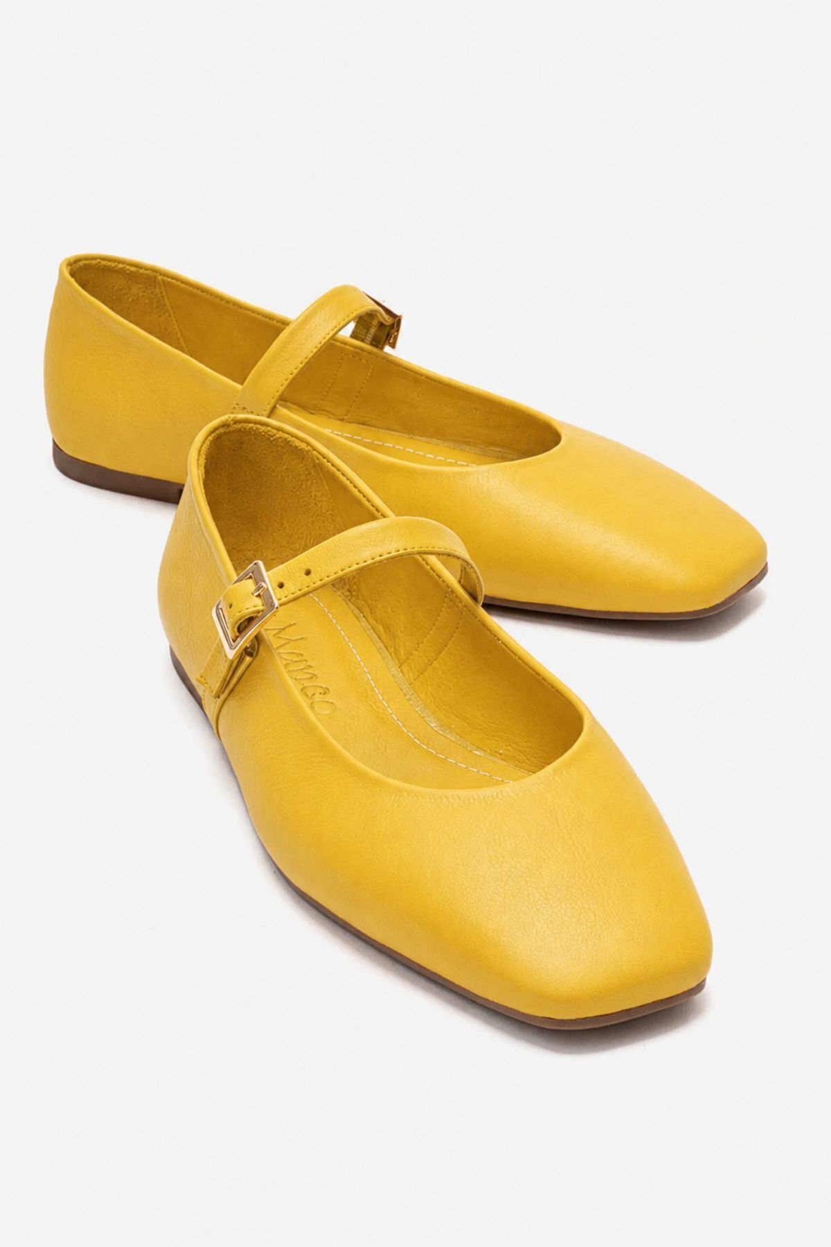 Genuine Leather Women's Yellow Buckle Flats Marry
