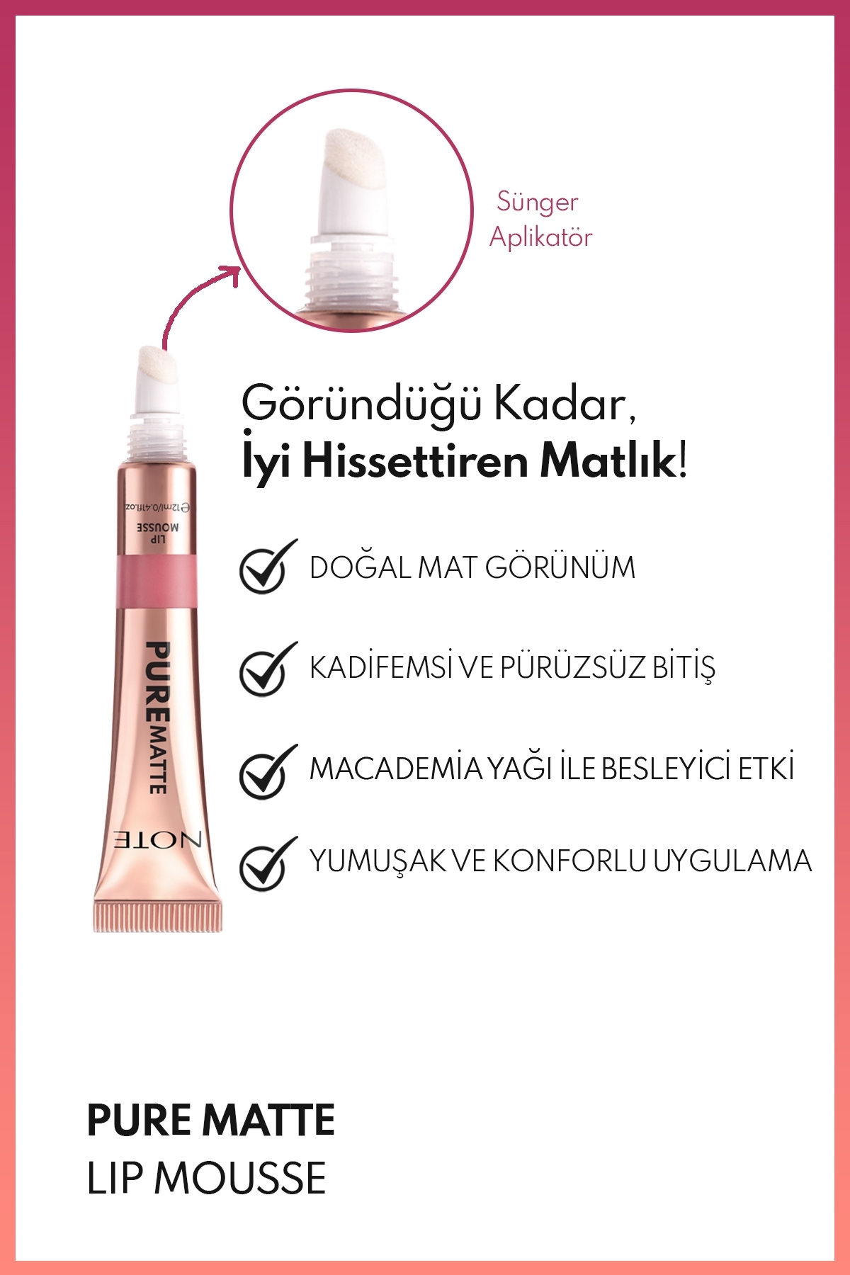 Pure Matte Lip Mousse 20 Mystic Rose Kadifemsi Mat Likit Ruj - Pembe — صورتی LST PURE MATTE LIP MOUSSE — تصویر 3 از 6