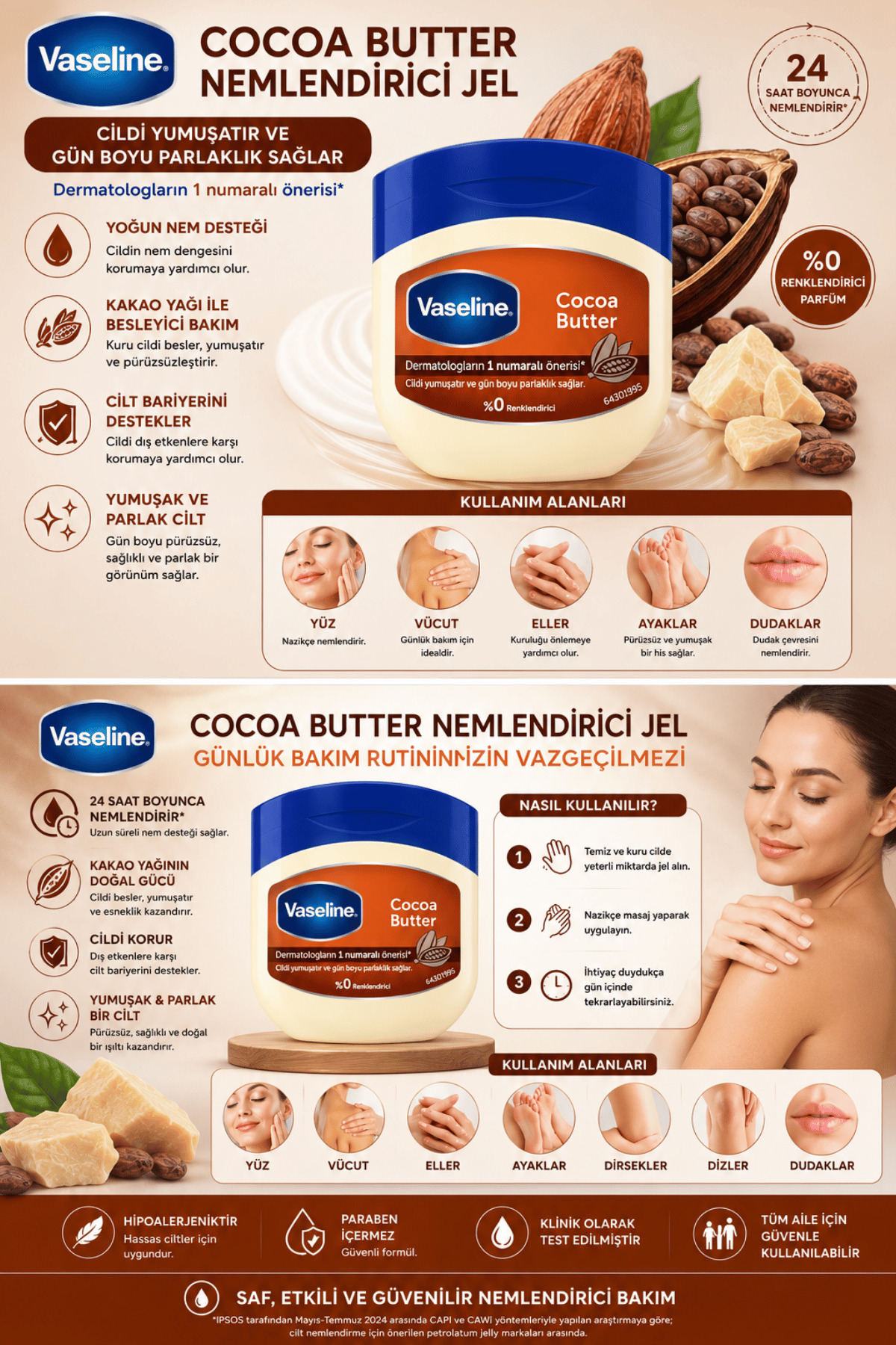 Cocoa Butter Nemlendirici Jel 100 ml | Kakao Yağlı Yoğun Nemlendirici Bakım | Kuru ve Mat Ciltler İçin Cilt Bakım Jeli — 8683130064252x1 — تصویر 2 از 5