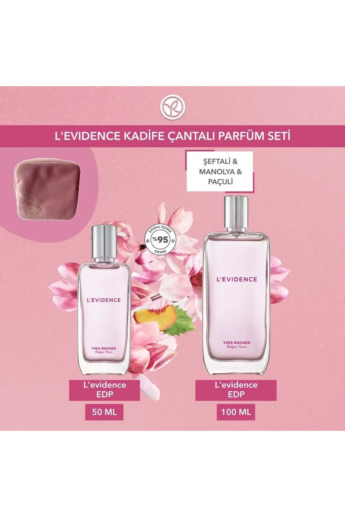 Yves Rocher L'Evidence Şeftali & Manolya Notalı Kadın Parfüm Seti