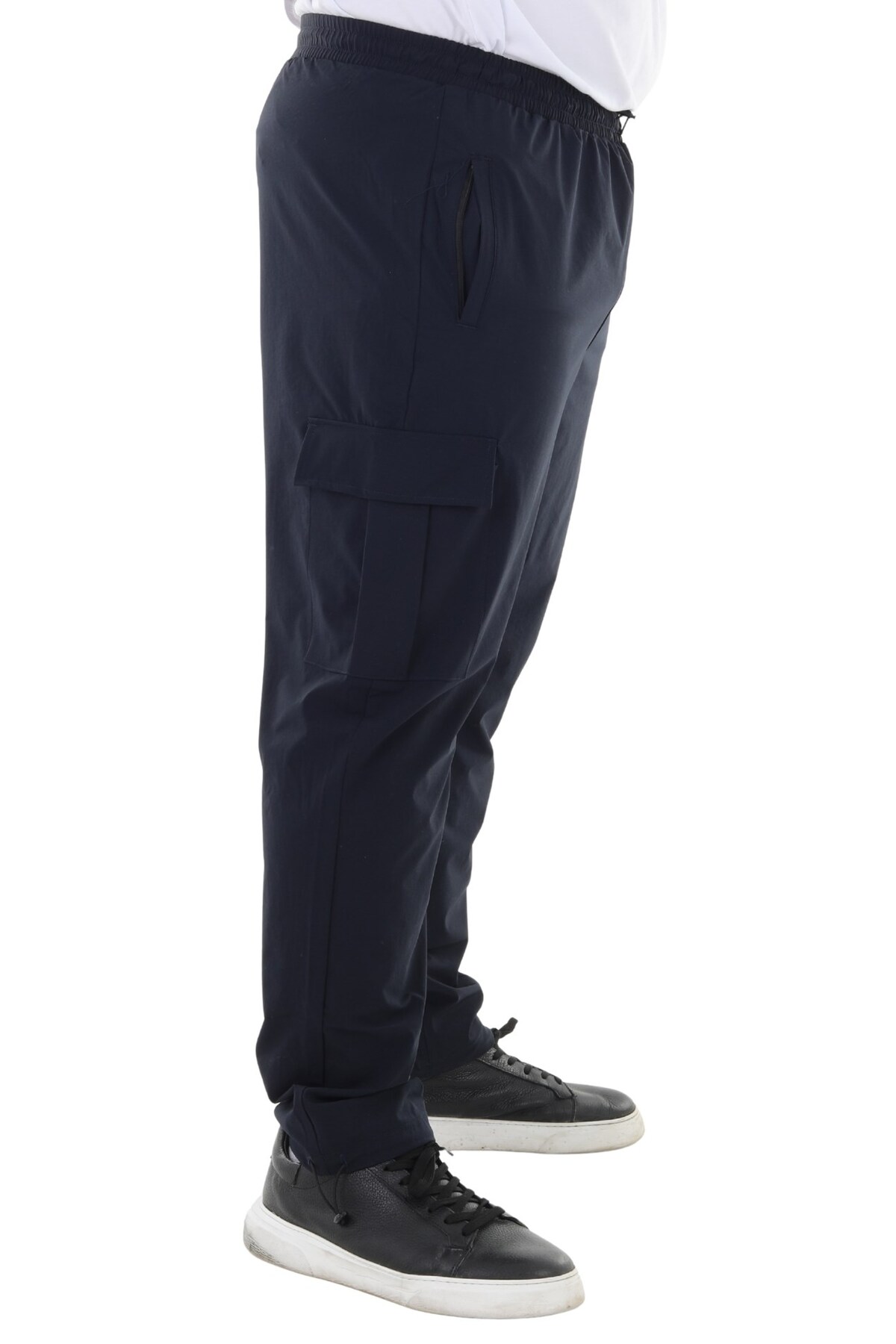 marufshop Erkek Büyük Beden Kargo Cepli Likralı Paraşüt Kumaş Pantolon/Eşofman Alt Lacivert görsel 2