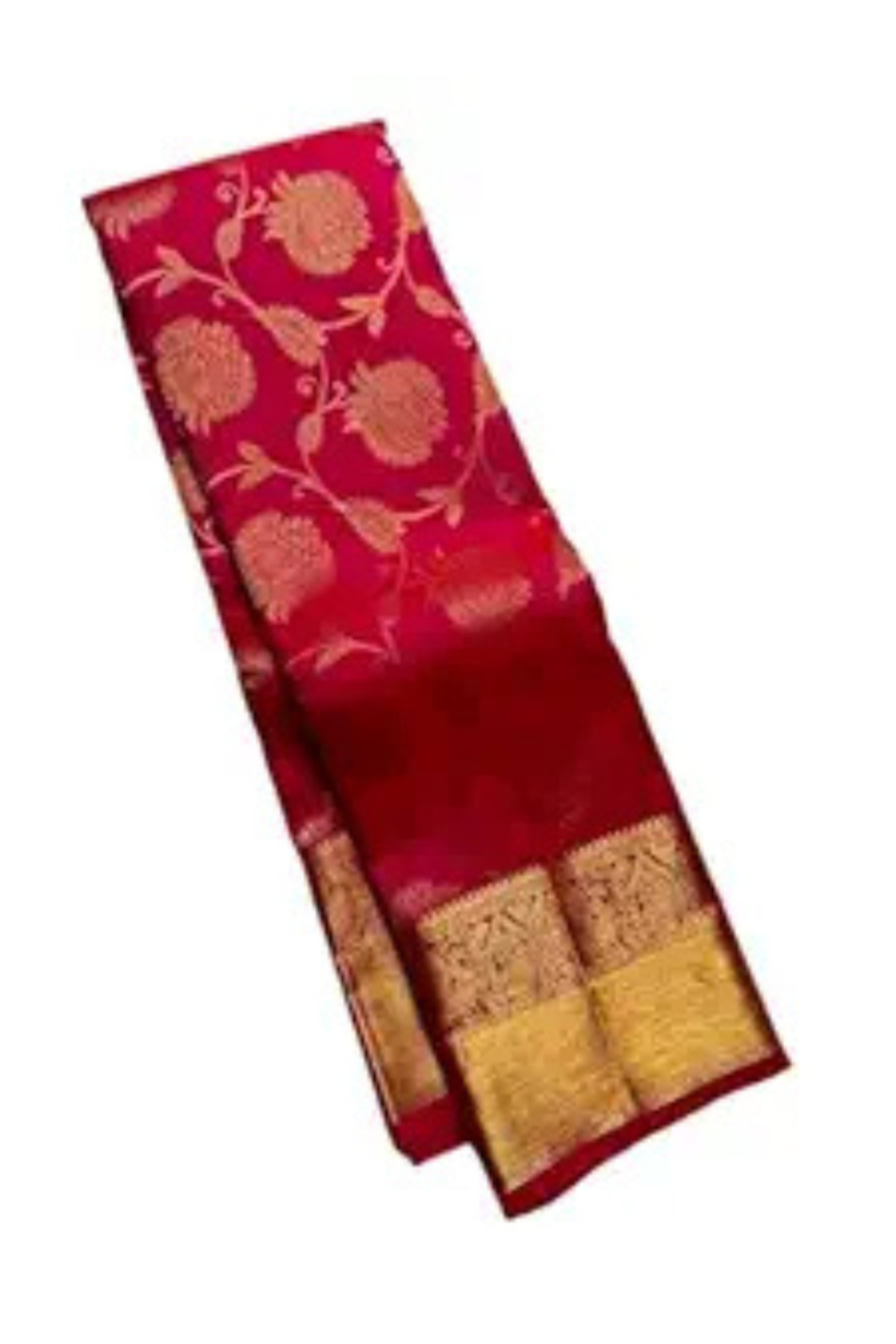 MYSMAR Red Banarasi Pure Silk Saree - KTZ1005 | Red