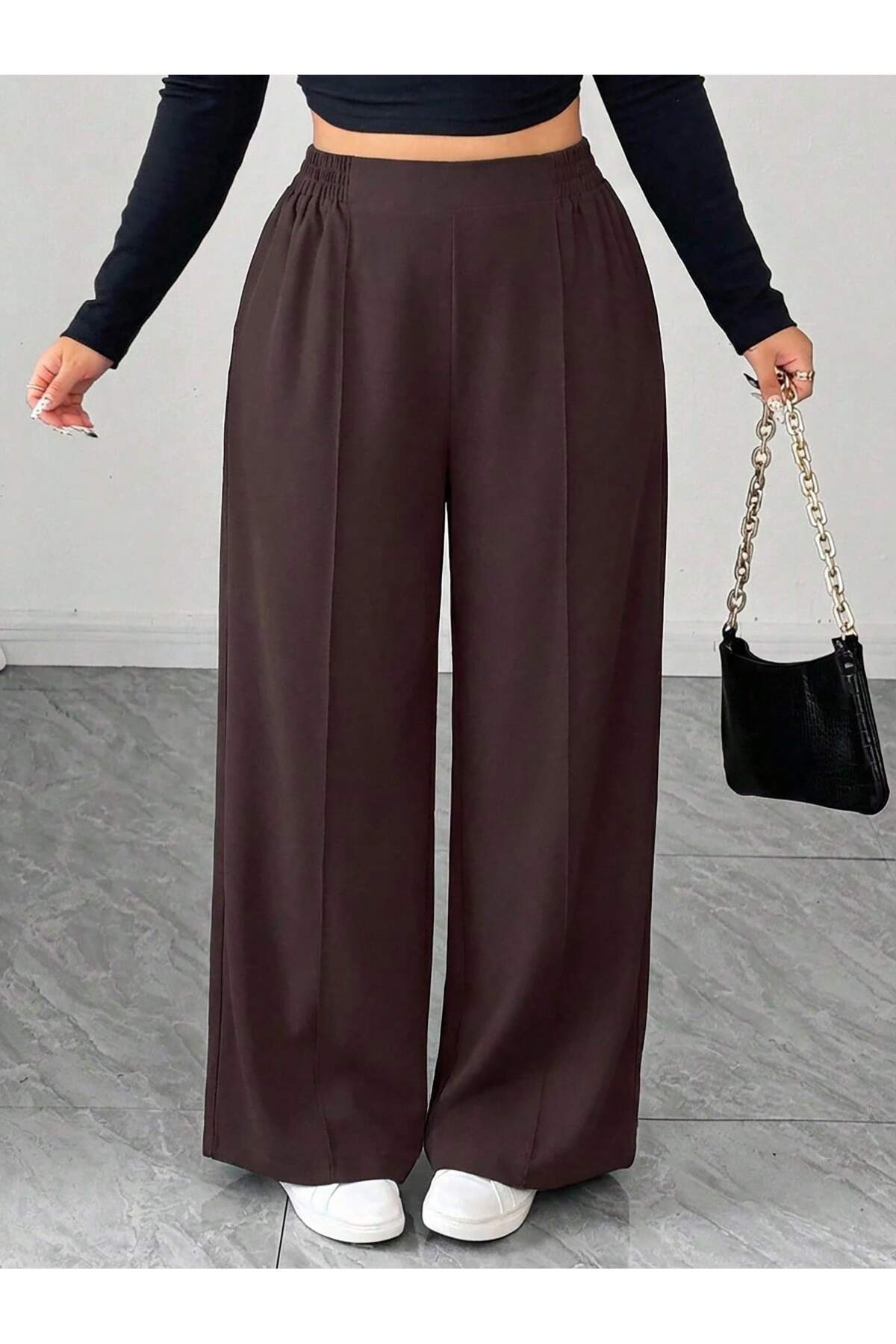 tuzu moda BÜYÜK BEDEN PANTOLON LASTİKLİ BÜYÜK BEDEN PENTOLON CIMALI görsel 3
