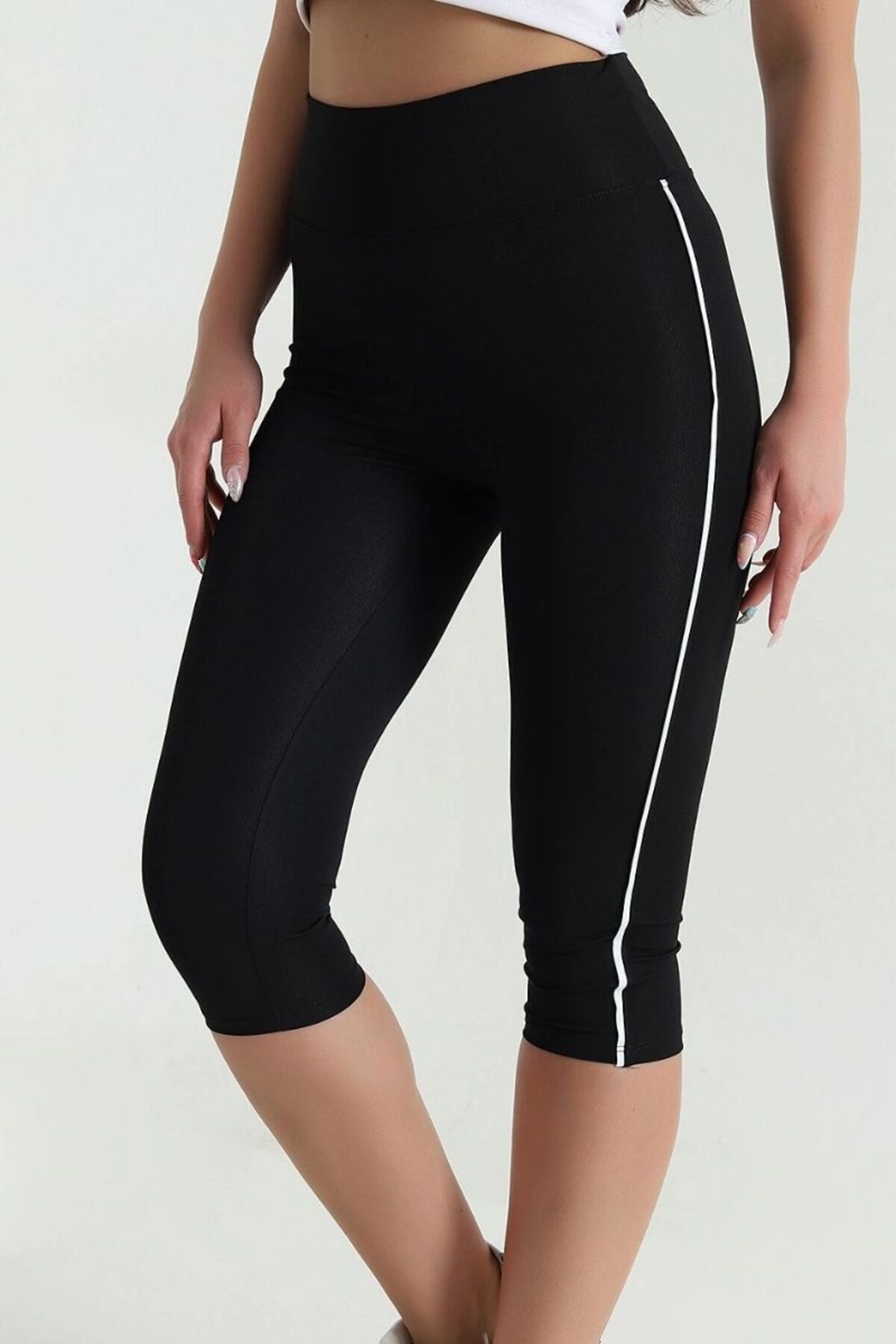 EXSPORT Kadın Yüksek Bel Toparlayıcı Yanı Şeritli Model Push Up Likralı Tayt