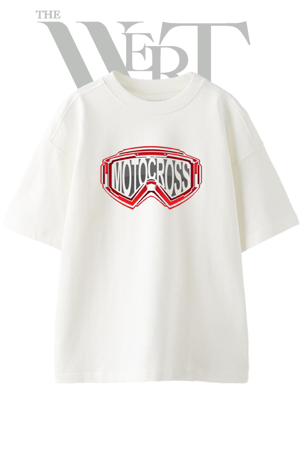 THEWERT Motocross Goggle Design Printed Unisex White Oversize T-Shirt