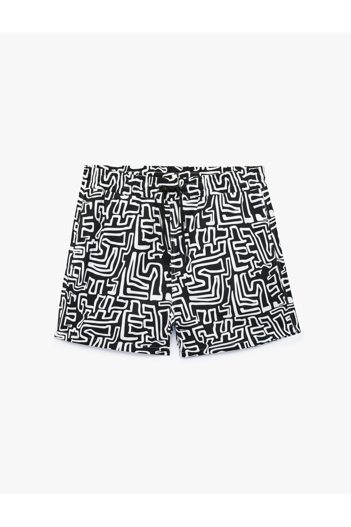 Koton Comfortable Fit, Tie-Waist, Patterned Swim Shorts