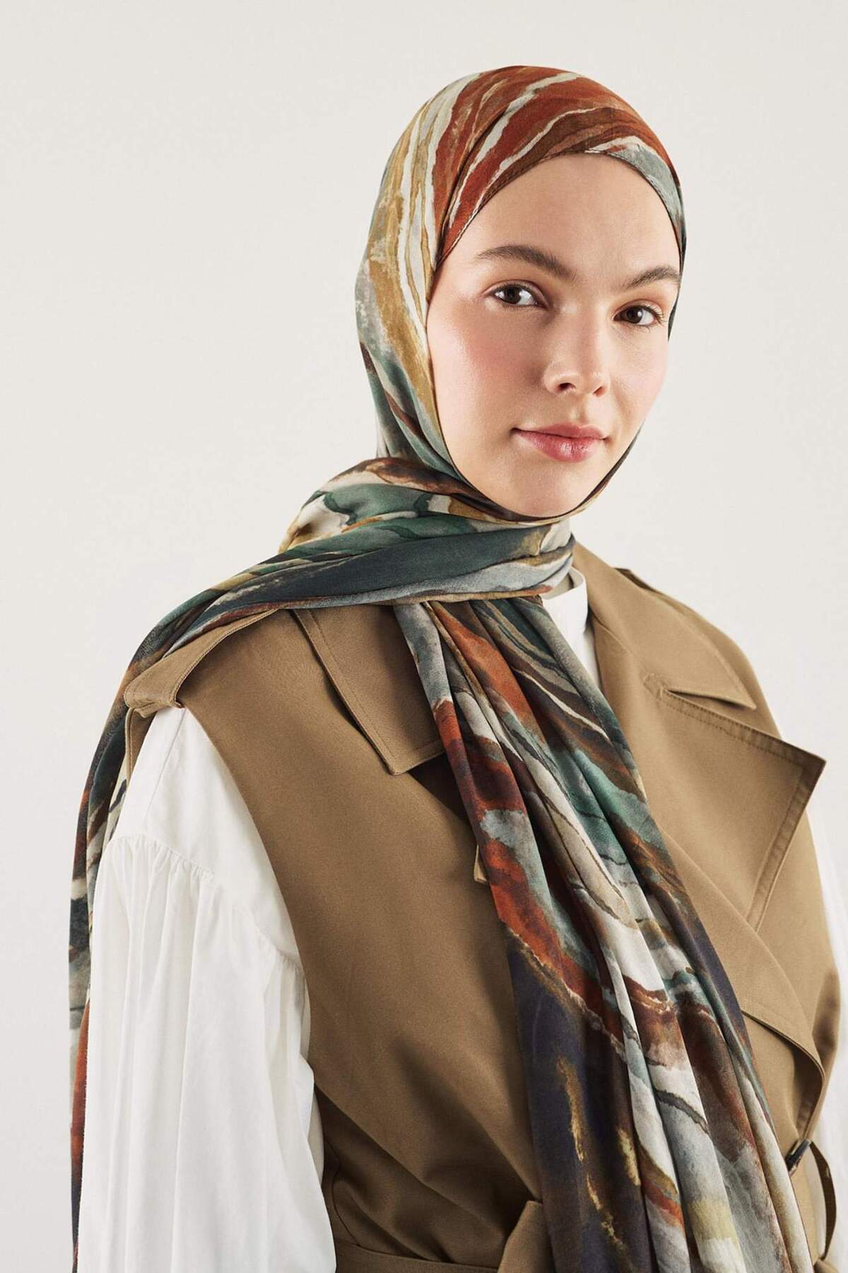 DeFacto Fresh Scarfs X DeFacto Ocean Batik Keten Karışımlı Şal I1749AX26SM görsel 2