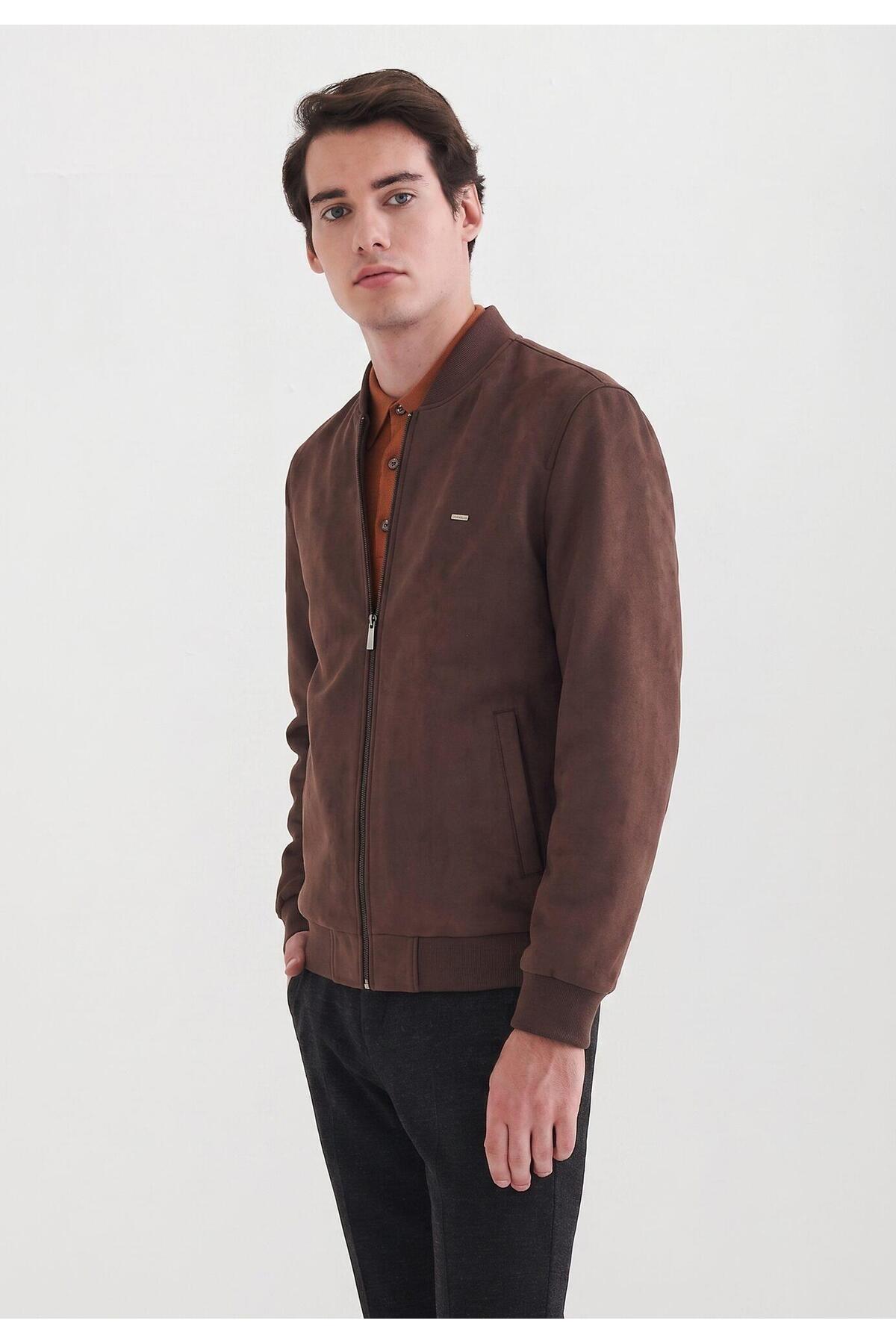 کاپشن جیر مردانه چرم مصنوعی Roul Classic Zip-Up Regular Fit پیر کاردین کاپشن Pierre Cardin