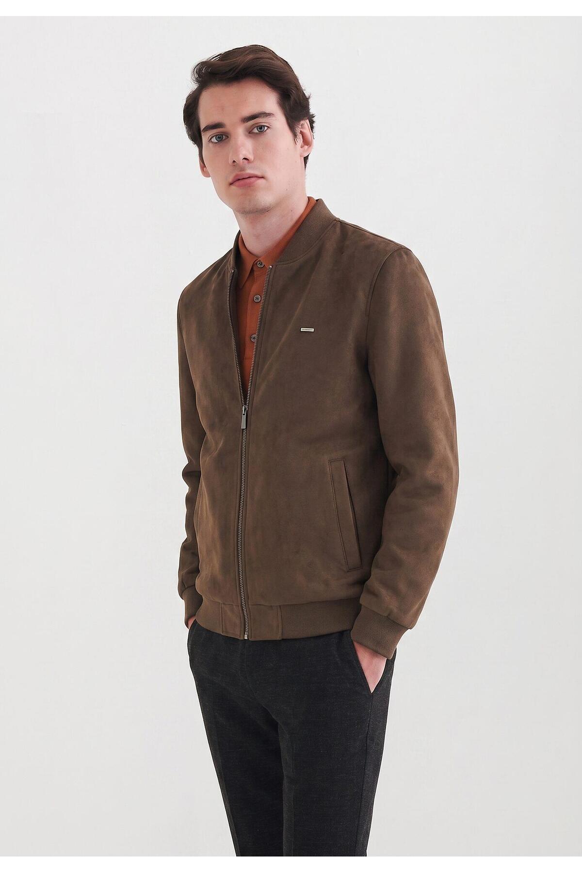 کاپشن جیر مردانه چرم مصنوعی Roul Classic Zip-Up Regular Fit پیر کاردین کاپشن Pierre Cardin