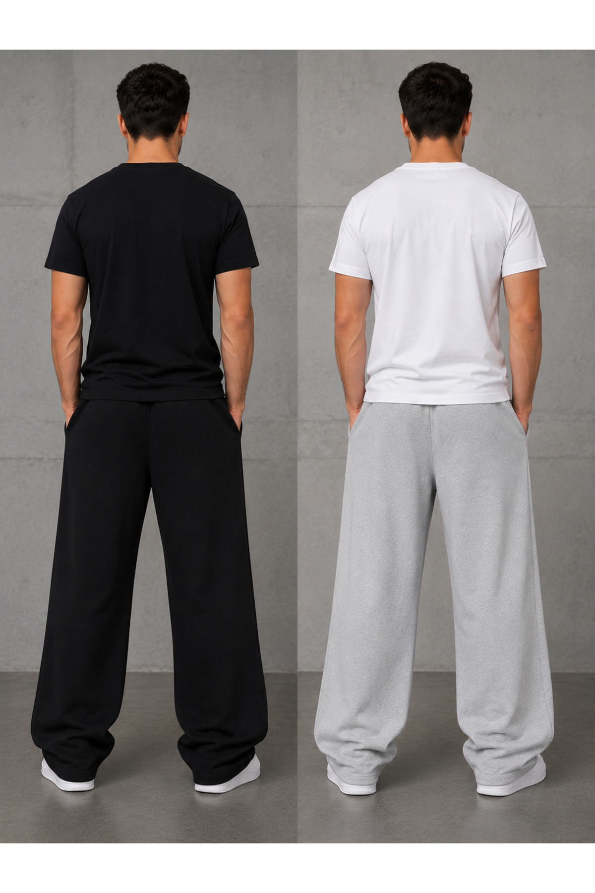 CANDERO 2'li Erkek NY Baskı Eşofman Altı (Siyah-Gri) Baggy Model Oversize Cepli görsel 2