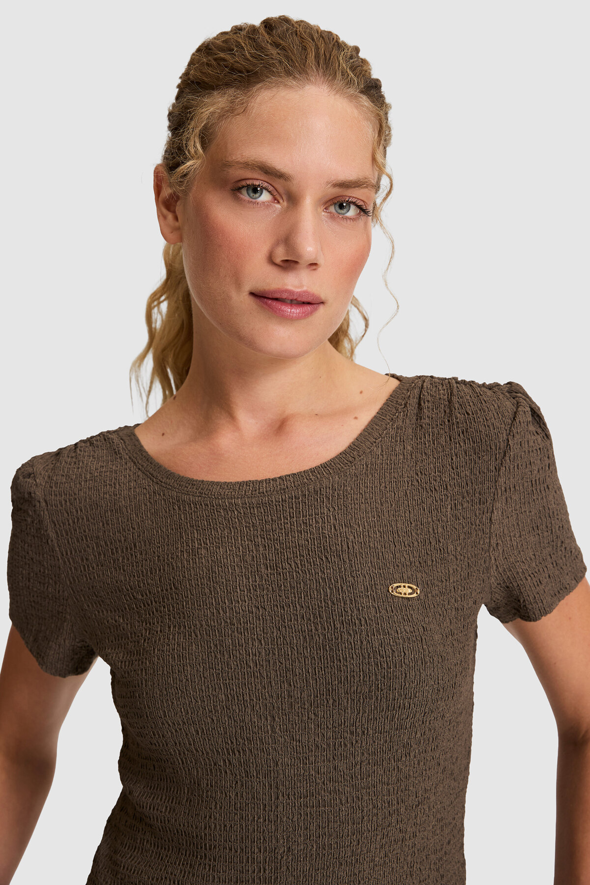 U.S. Polo Assn. Kadın Kahverengi Bisiklet Yaka Tişört 50323475-VR029 görsel 2