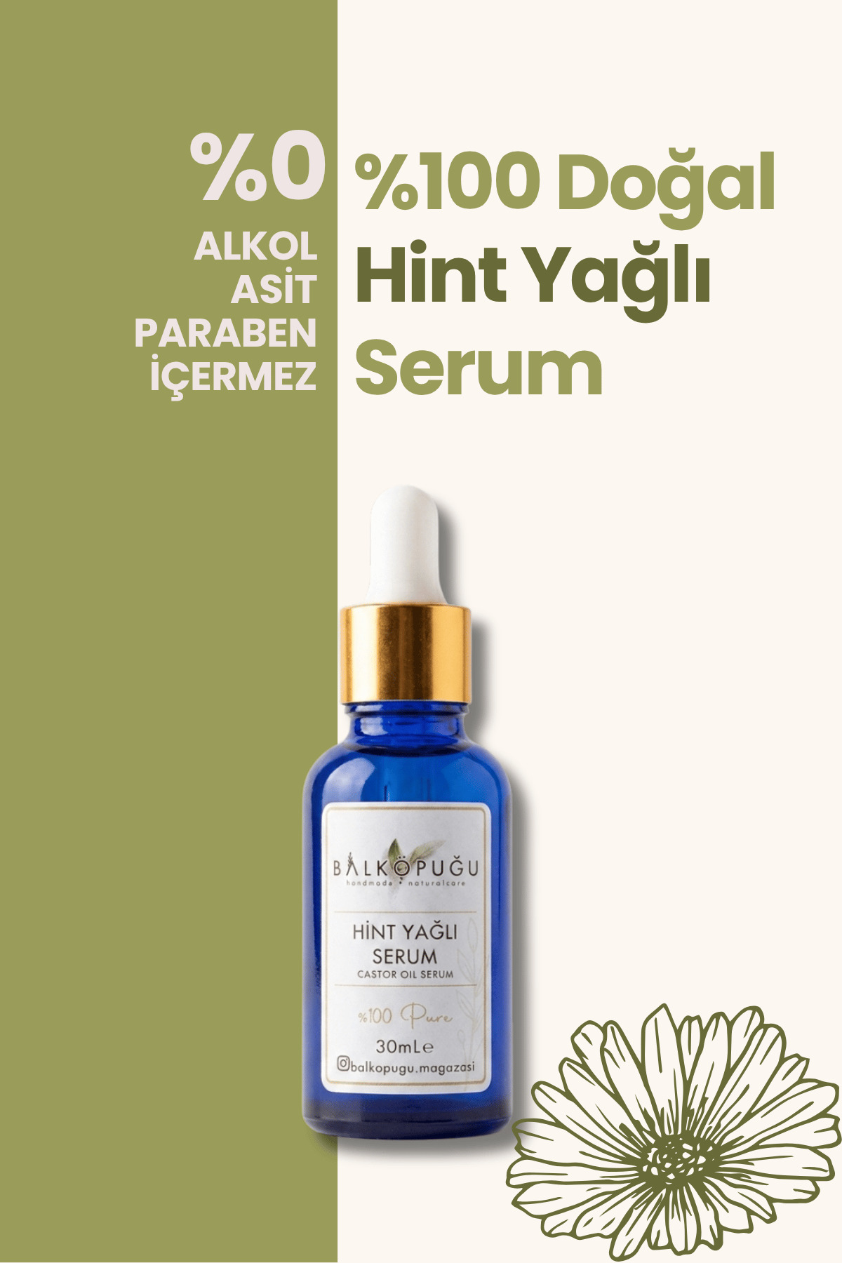 Balköpüğü %100 Doğal Hint Yağlı Serum Yağ Bezesi Karşıtı Bakım, Cilt Onarıcı, Yaşlanma Karşıtı — HNT1