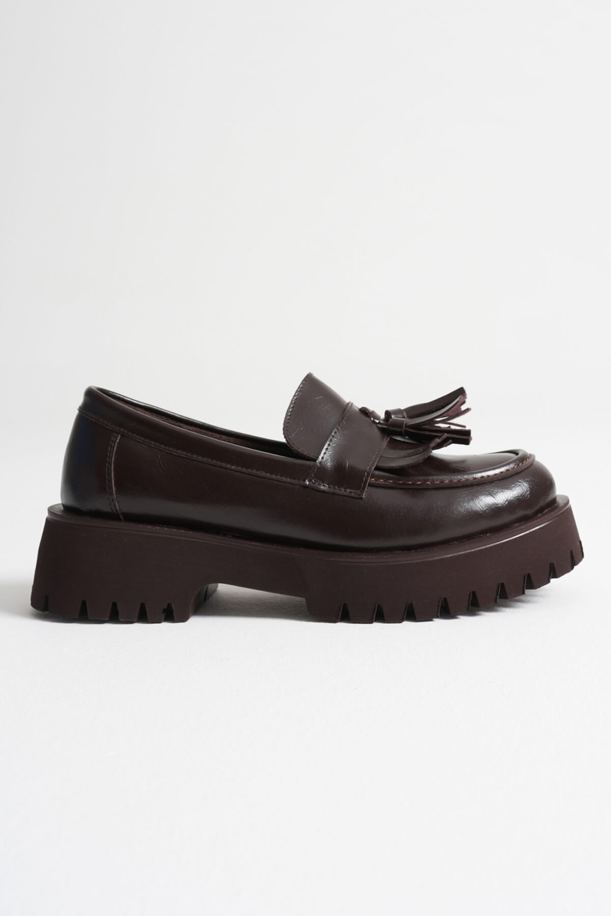 Cool Feet Kadın Acı Kahve 4cm Kalın Tabanlı Loafer Ayakkabı görsel 7
