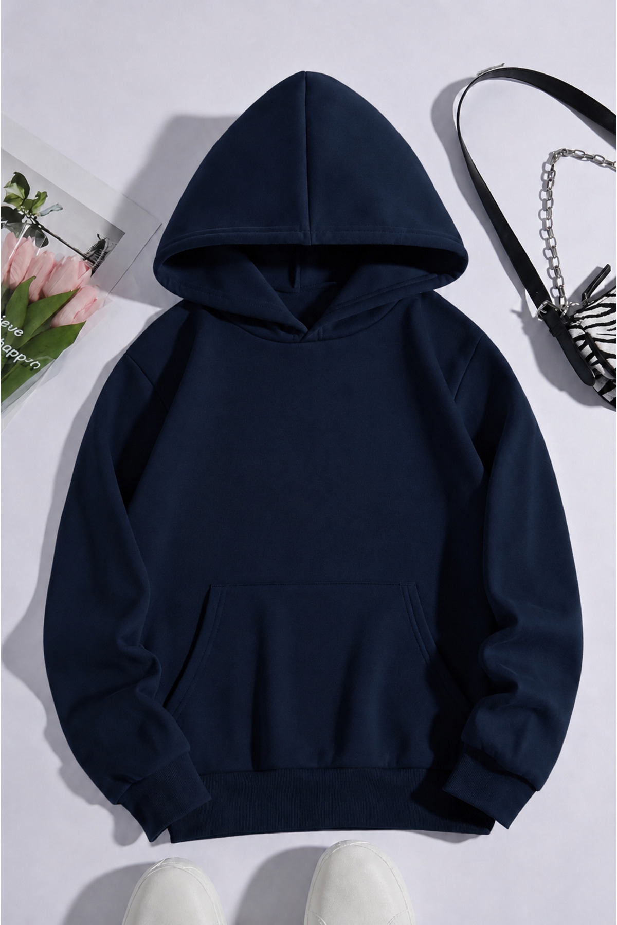 SANTAMİLA 3’lü Pembe Laci Siyah Kapüşonlu Oversize Sweatshirt görsel 2
