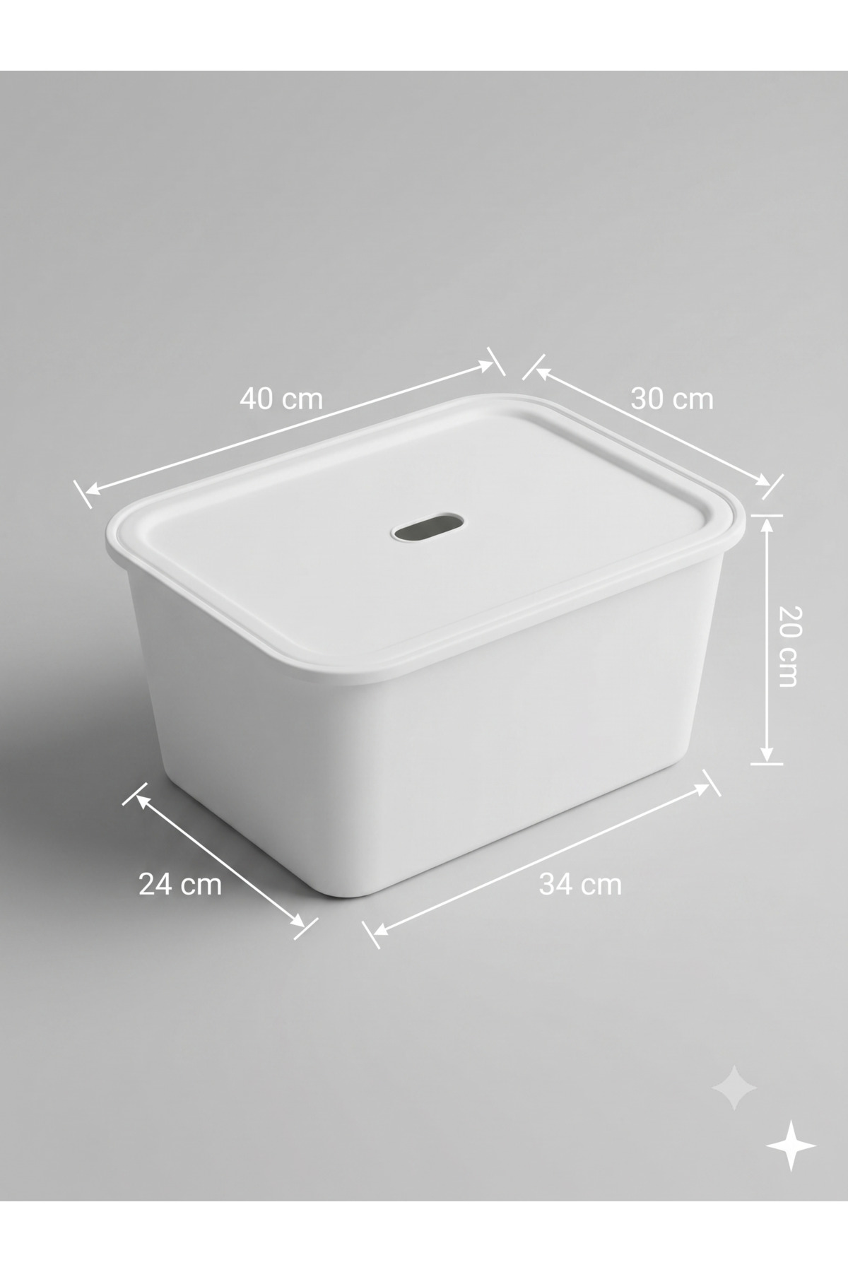 decosense Beyaz Kapaklı Büyük 17 Litre 40x30x20 cm Polipropilen