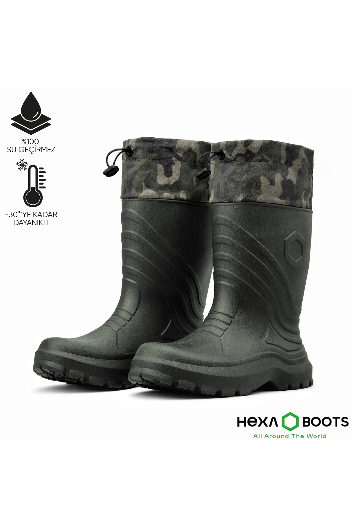 Genel Markalar Ultra Hafif EVA Uzun Avcı Çizmesi - Haki - Konçlu - Hexa Boots