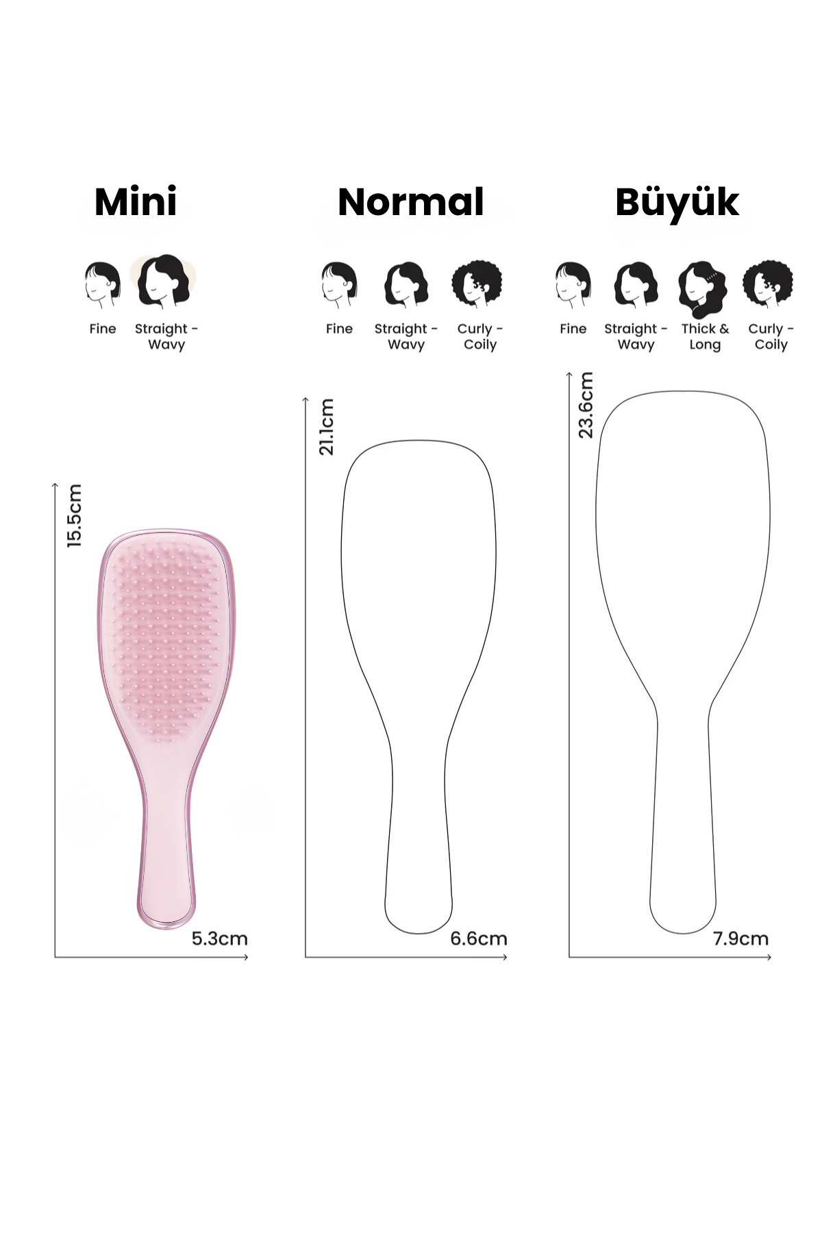 Mini Ultimate Detangler Satin Pink Chrome Saç Fırçası-Tarak / Mini Boy — صورتی 10204-031-3 — تصویر 6 از 6