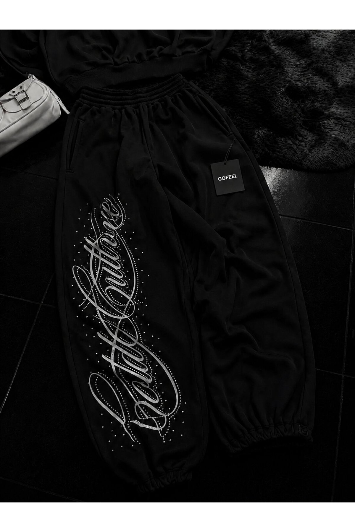 Gofeel Angel Taşlı Baggy Unisex Eşofman Altı
