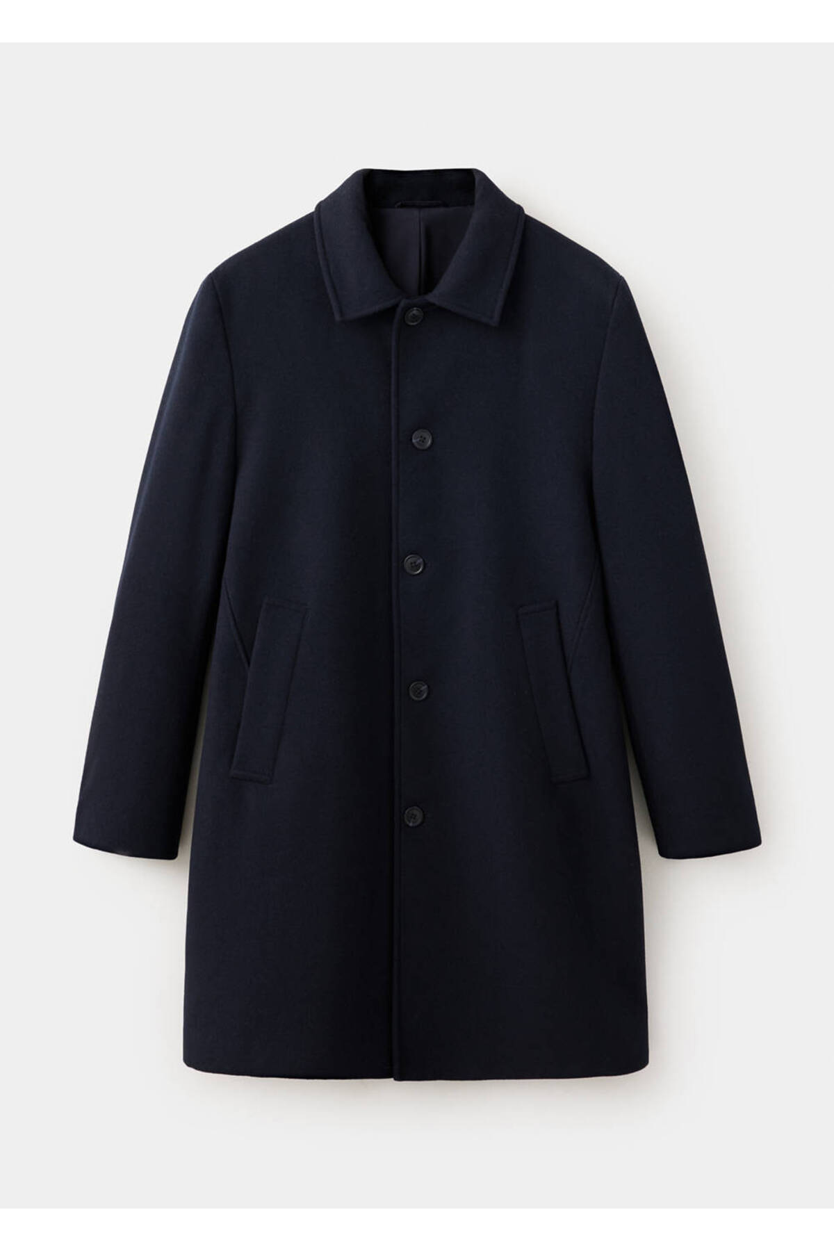 Wool coat with shirt collar — سرمه‌ای 37067882 — تصویر 3 از 8