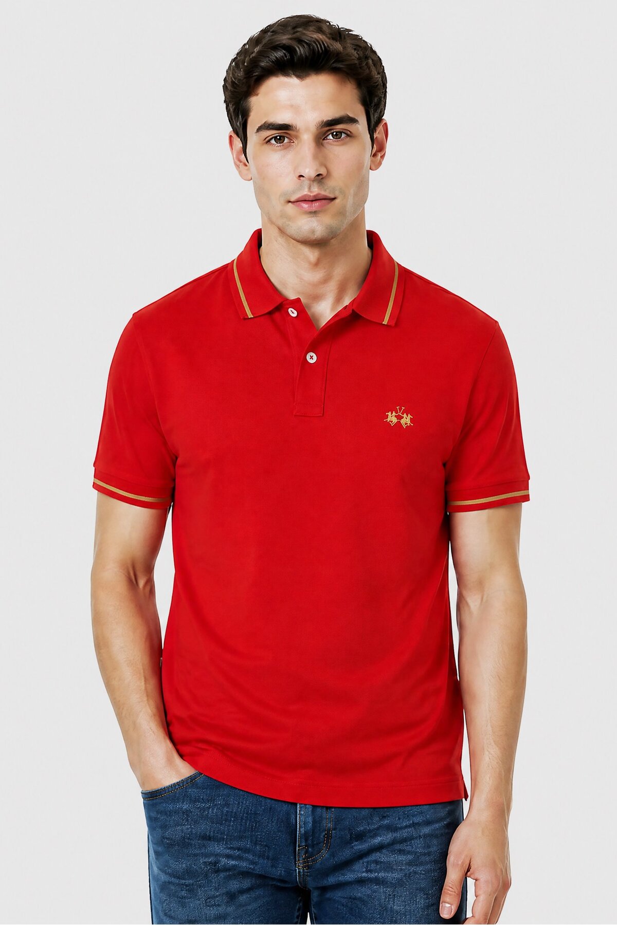 La Martina Men Regular Fit Short Sleeve Embroidered Logo Polo Shirt, Red