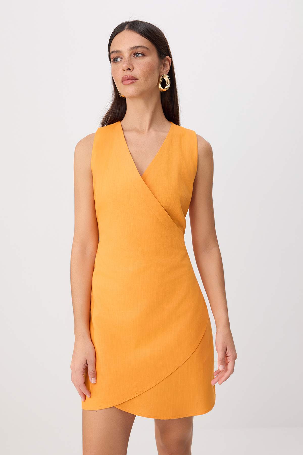 Trendyolmilla Turuncu Boncuklu Kısa / Mini Dokuma Elbise TWOSS26EL00644