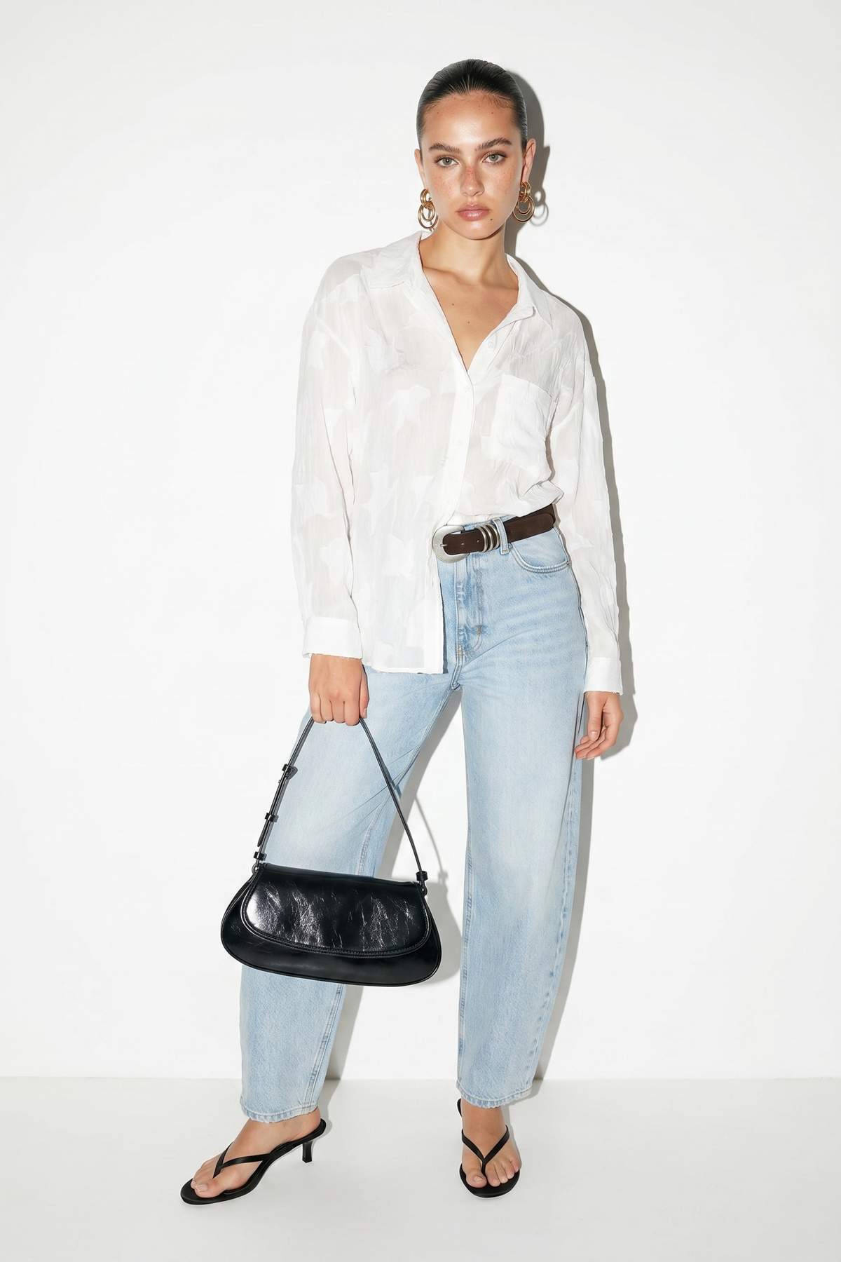 Drop by Trendyolmilla Beyaz Oversize Transparan Gömlek TDRSS26GO00047