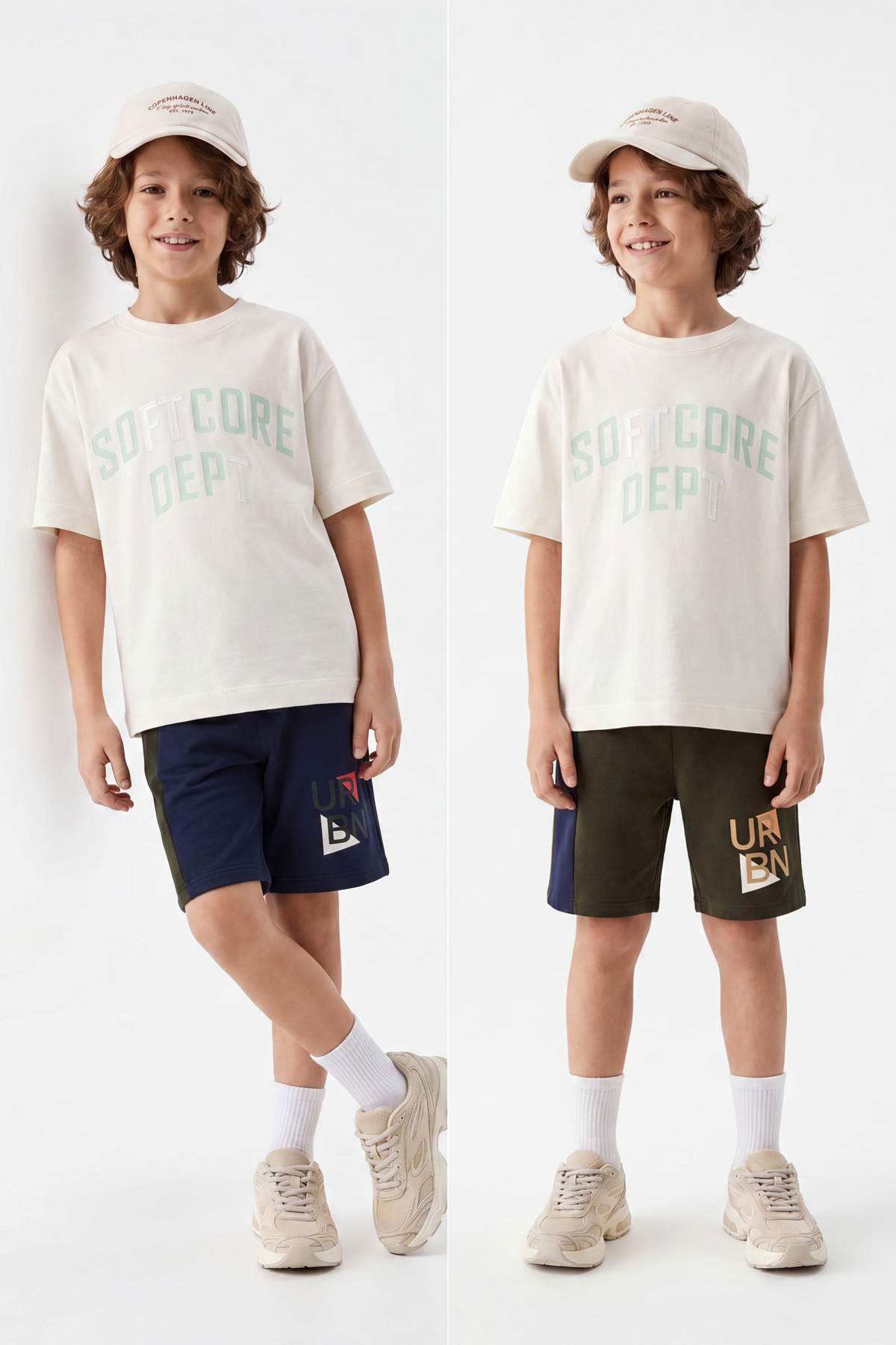 Trendyolmilla Kids Lacivert-Haki 2'li Baskılı Örme Şort & Bermuda TKDSS26SR00028