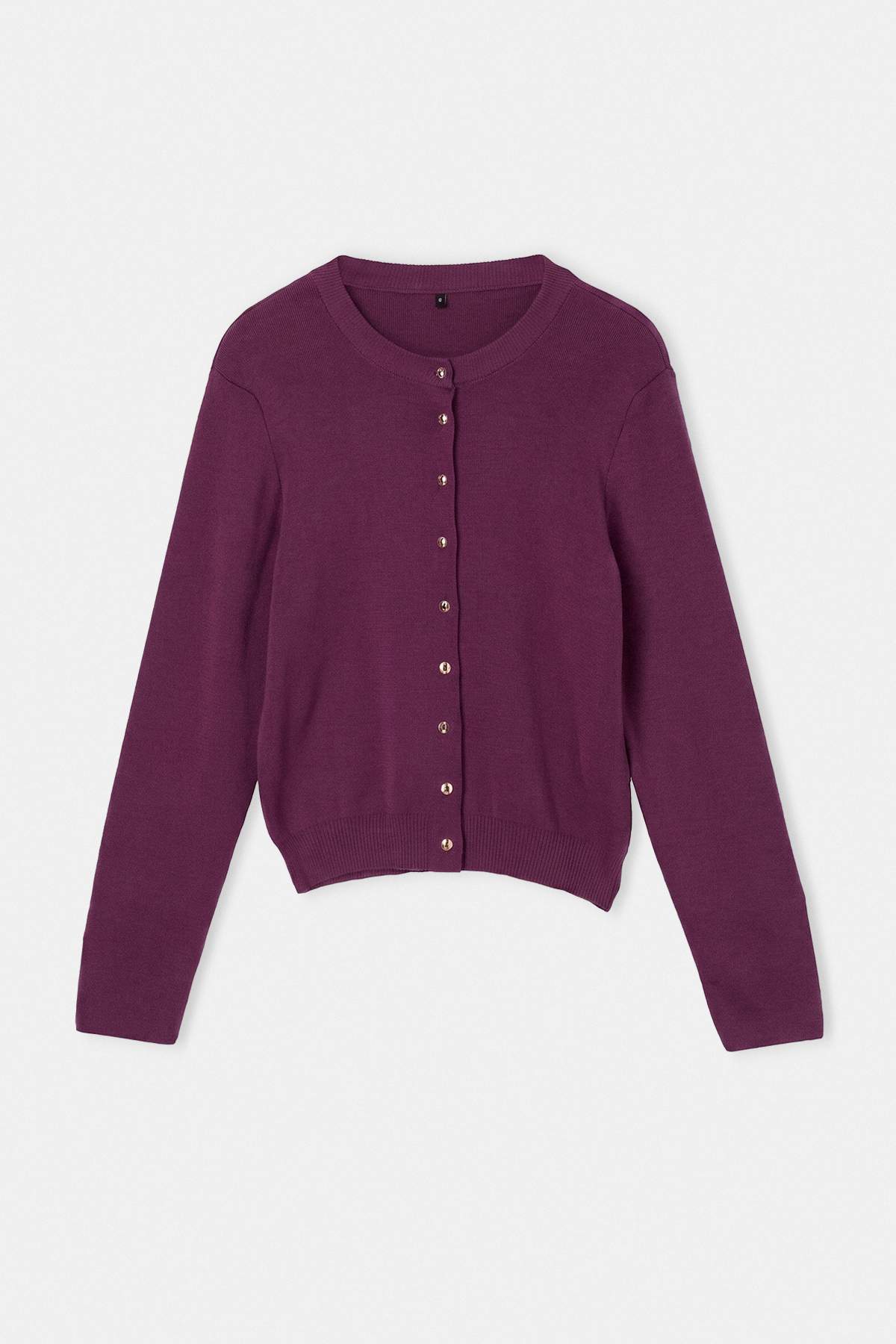 Trendyolmilla Wardrobe Essentials Mor Düğme Detaylı Pamuklu Basic Triko Hırka | TWOAW26HI00001