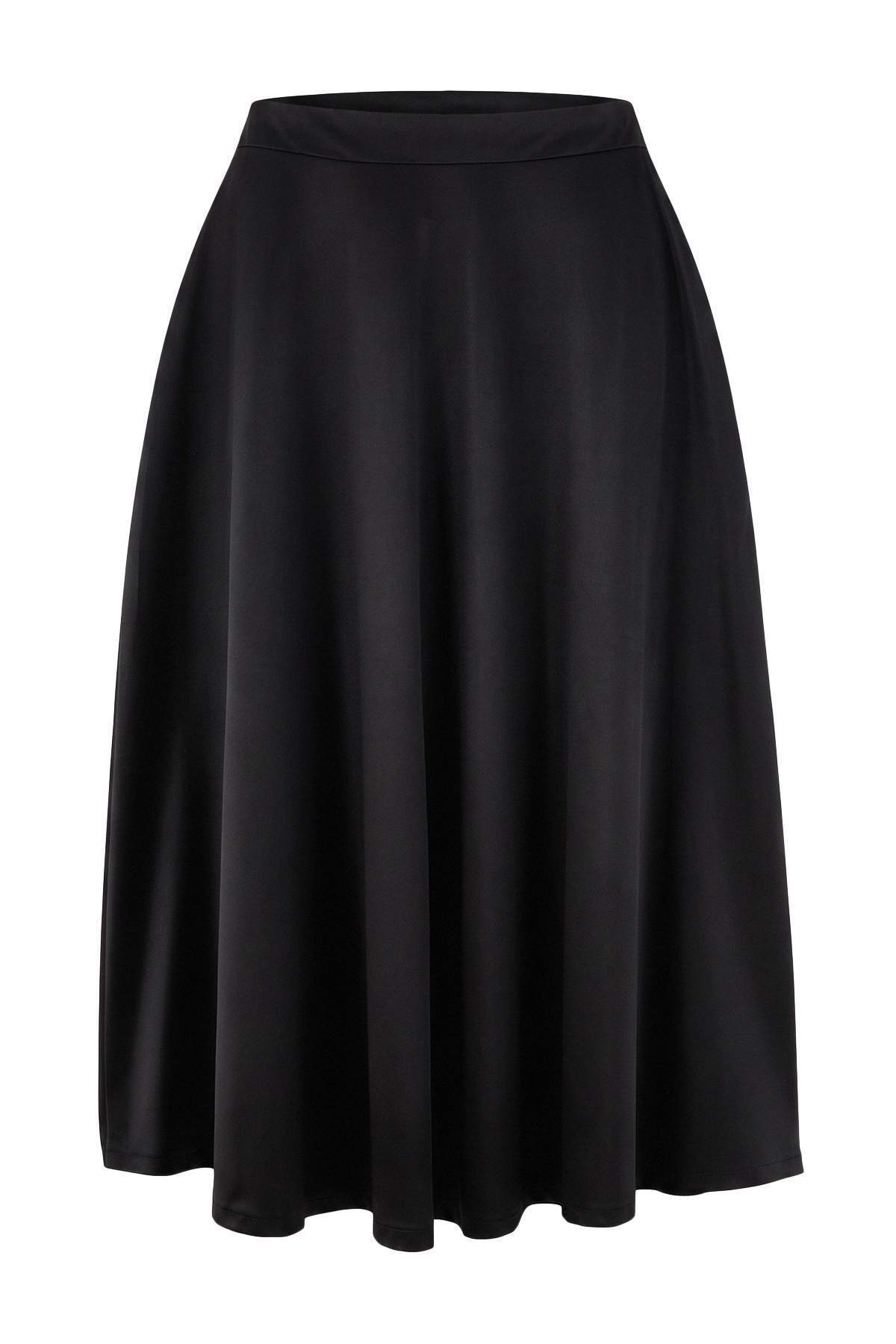 Trendyolmilla Curve Siyah Dokuma Büyük Beden Etek