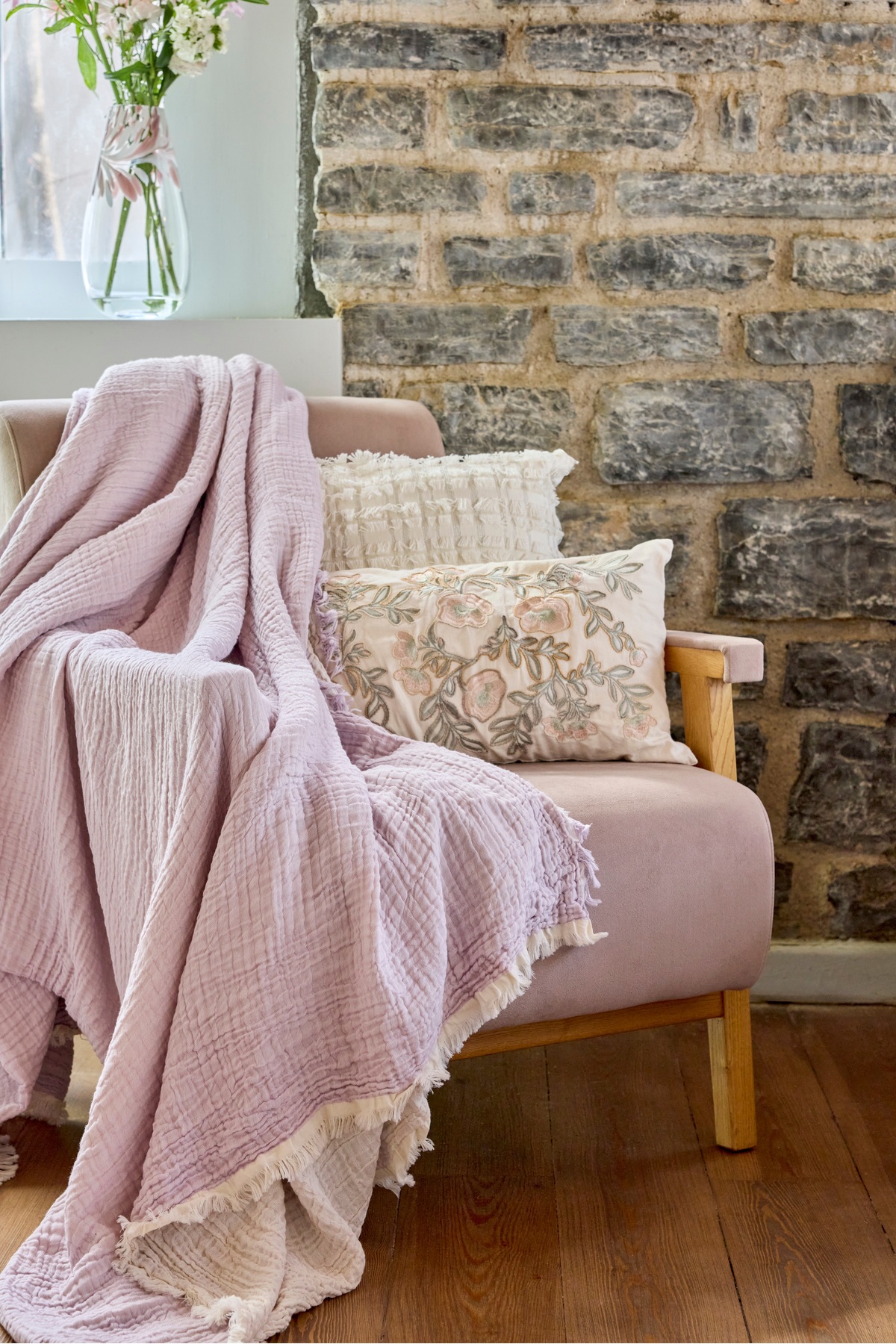 Linens Coraux Pamuk Muslin Çift Kişilik Pike Lila - Fiyatı, Yorumları