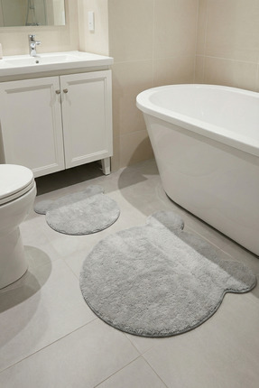 Halispecial Ayıcık 2’li Peluş Banyo Paspas Seti 50x50+75x75 cm Kaymaz Lateks ...