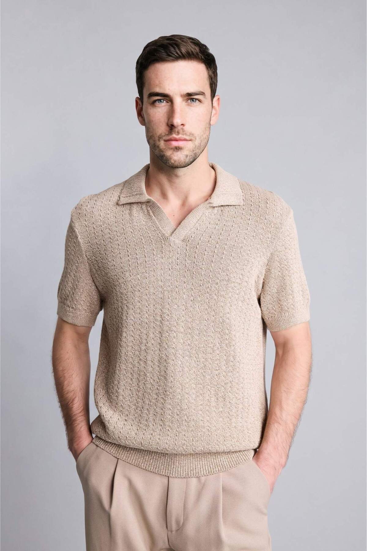 Defacto 100% Cotton Knitwear Polo T-Shirt G6508Ax26Sm