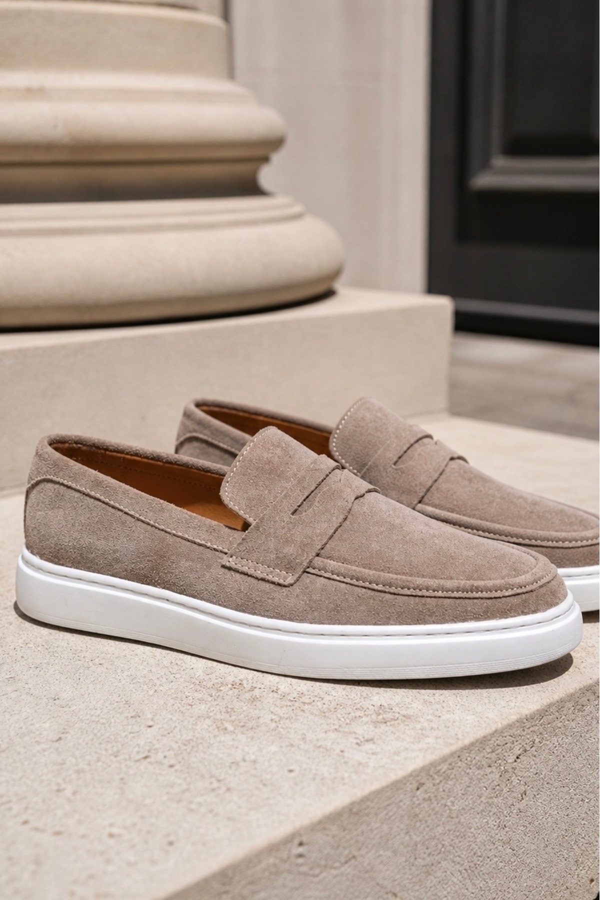 Ravenna Sand Suede Genuine Leather Men's Loafer Shoes