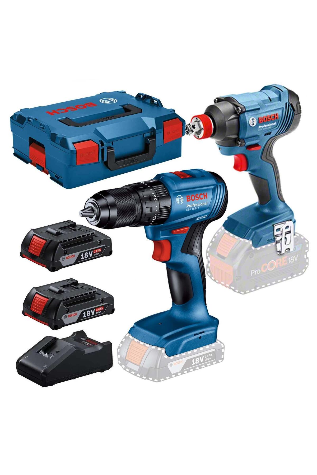 Bosch 2'li Darbeli Vidama ve Matkap Akülü Set GDX 18V-285+GSB 185