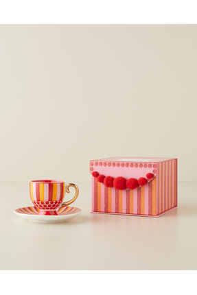 English Home Bright Vionna New Bone China 4 Parça 2 Kişilik Kahve Fincan Takı...