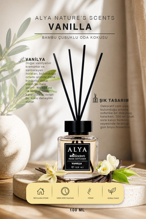 Alya Nature's Scents Vanilla (Vanilya) Bambu Çubuklu Oda Kokusu 100 ml