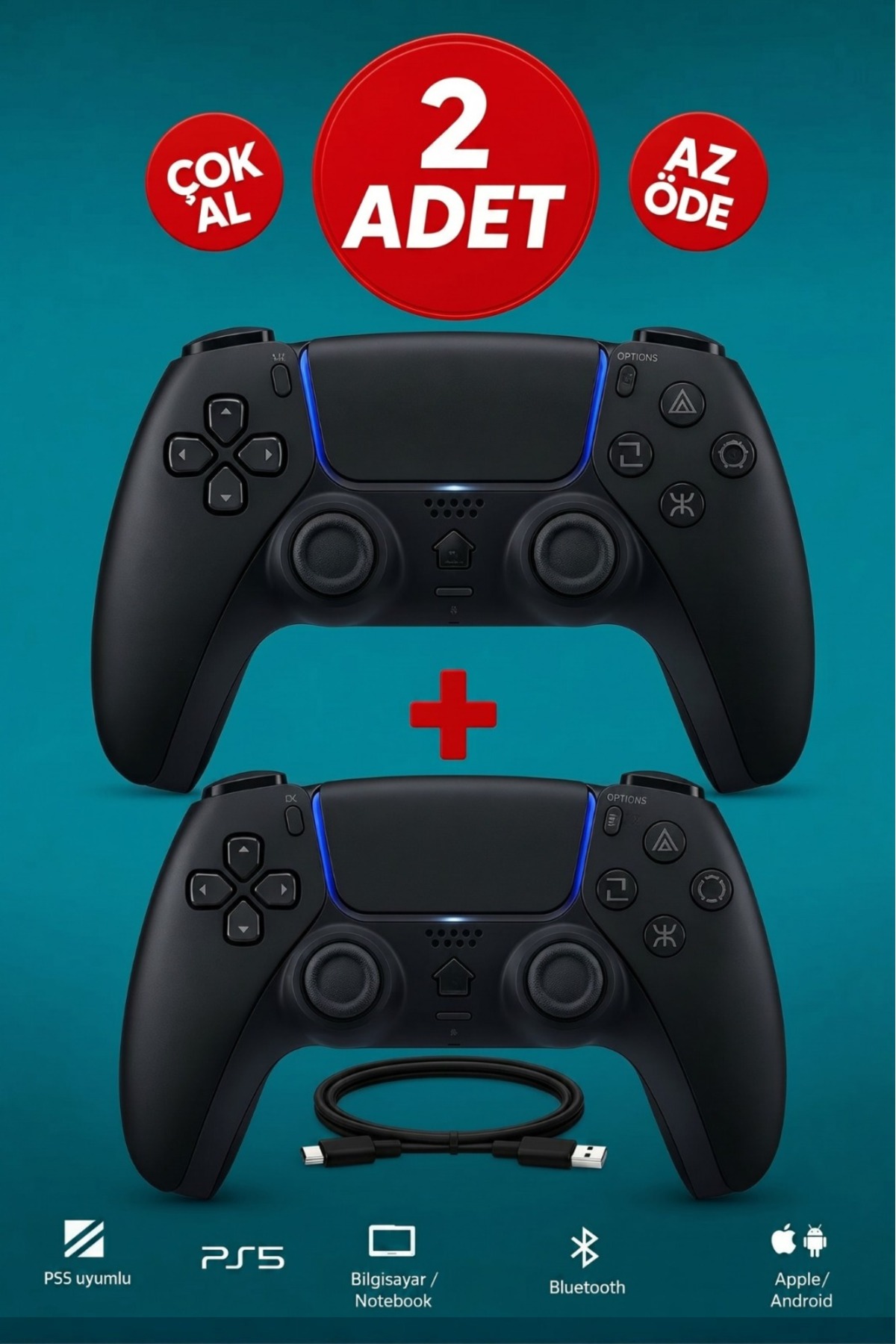 NEFFO 2 Adet PS5 Oyun Kolu PlayStation 5 İle Tam Uyumlu Muadil