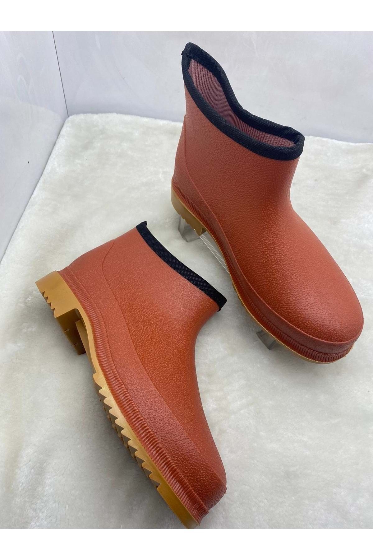 ÇİĞDEM KUNDURA Ulaş Turuncu Krep Bahçe Kısa Lastik Çizme Unisex görsel 4