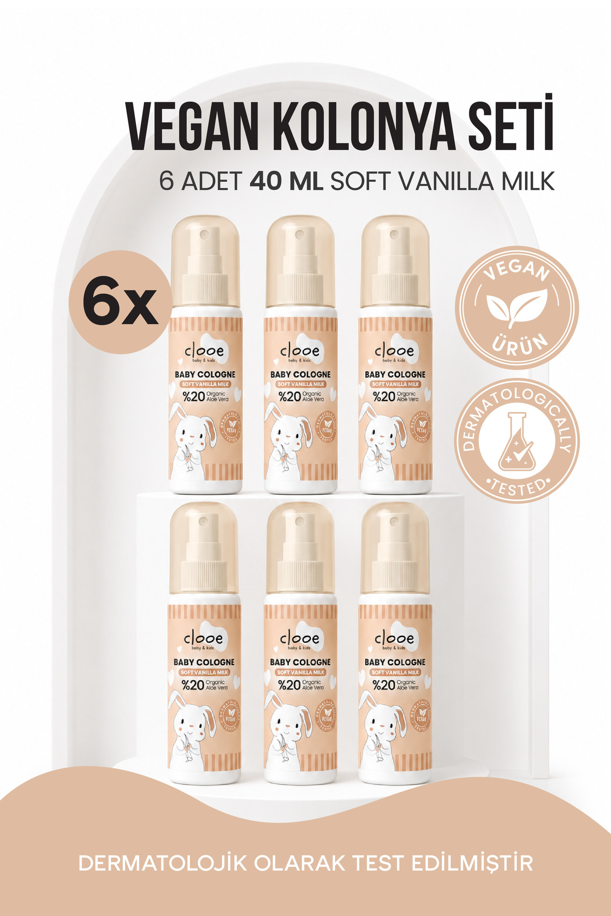 clooe 6'lı Bebek Kolonyası Soft Vanilla Milk 150 ml - Vanilya ve Süt Notalı - Organik Aloe Vera Özlü - Vegan — PKA036