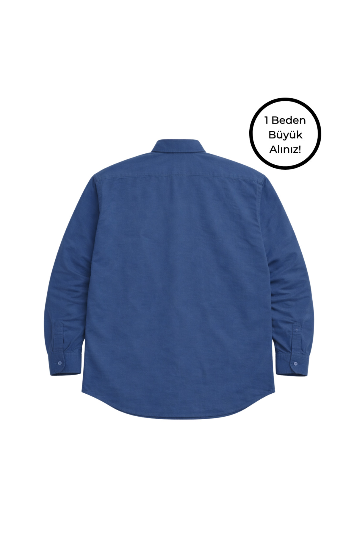 BattalModa Erkek Büyük Beden Açık Lacivert Uzun Kollu Gömlek 3XL-4XL-5XL-6XL-7XL-8XL görsel 5