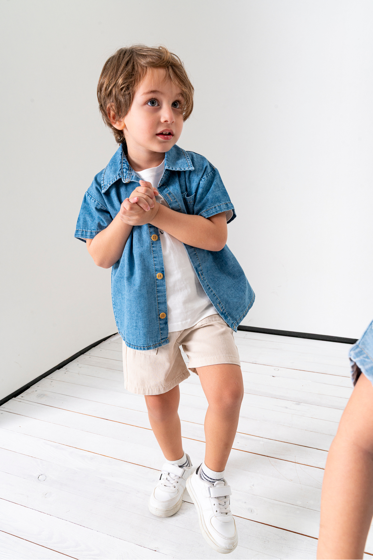 Denim Shirt T-shirt Shorts 3pcs Summer Boys' Suit 3711