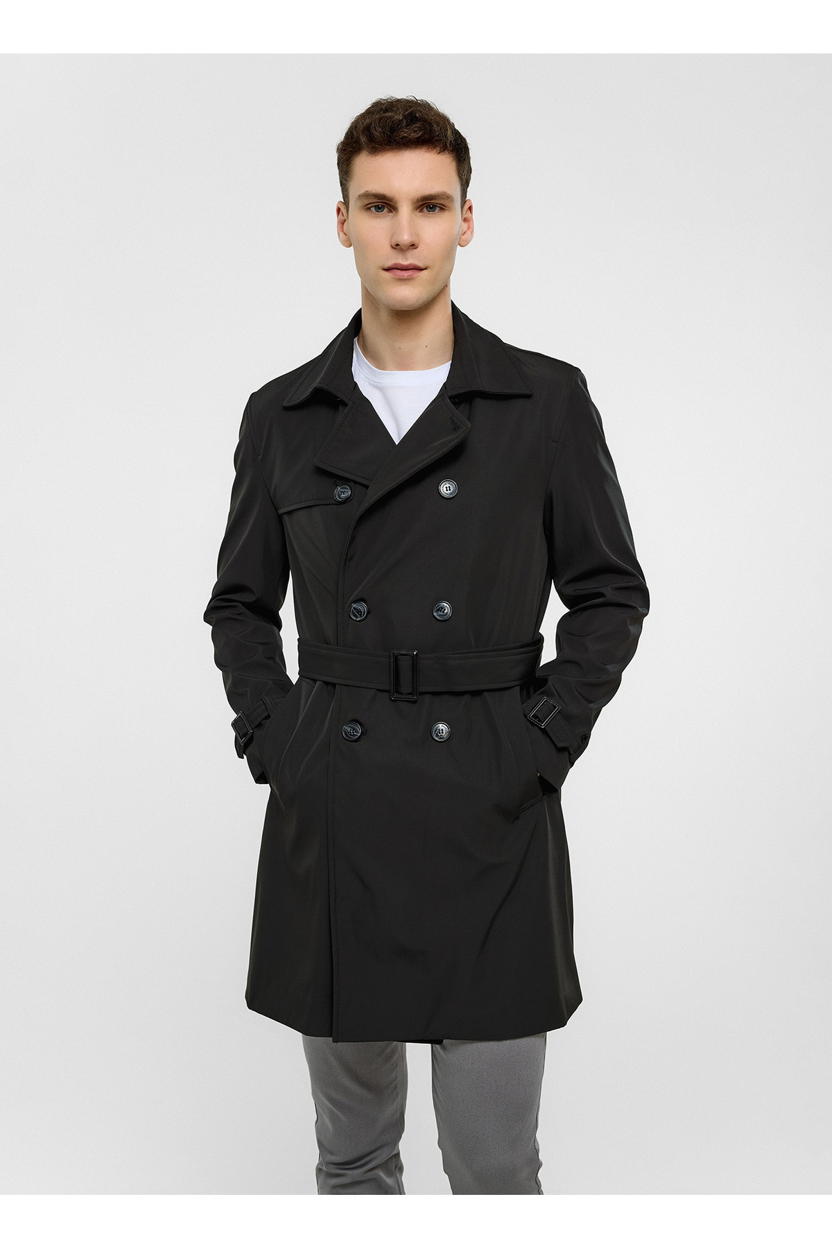Back And Bond Siyah Regular Fit Trençkot