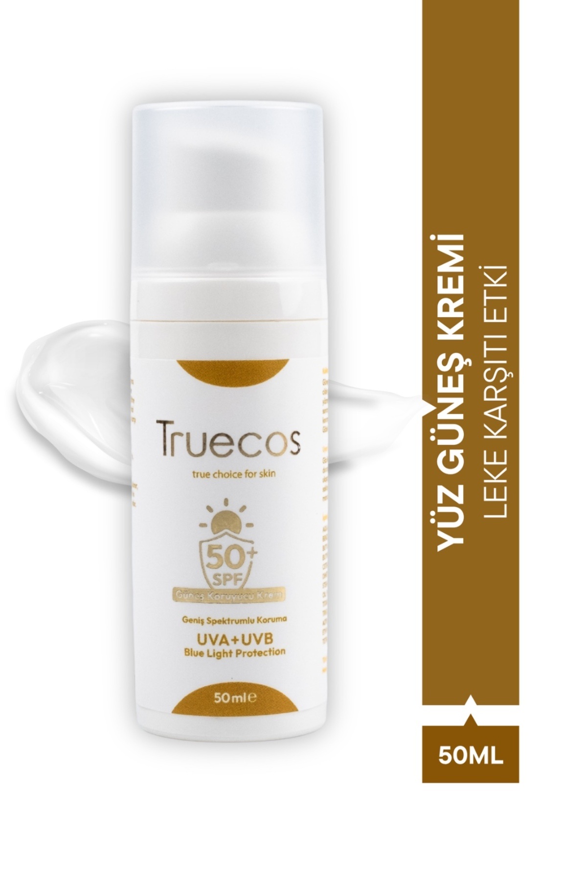 TRUECOS KOZMETİK SPF 50+ Blue Light (Mavi Işık) Korumalı Leke Karşıtı Güneş Kremi 50 ml - Beyazlık Bırakmaz