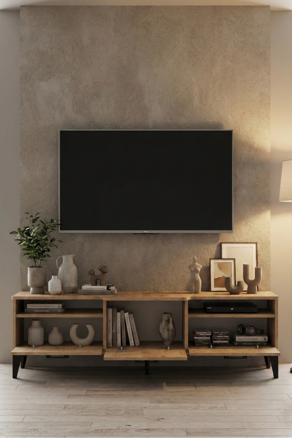 Goldfalez Mistral TV Sehpası Suntalam Bej 160x40 cm görsel 2