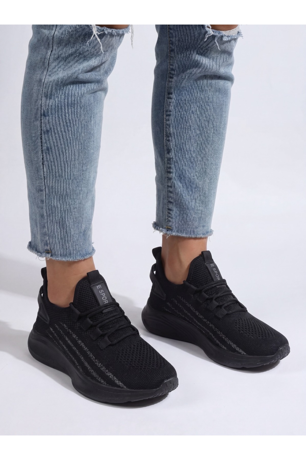 E SPORT Siyah Unisex Hafif Triko Sneaker Ortopedik Ayakkabı-015 görsel 4