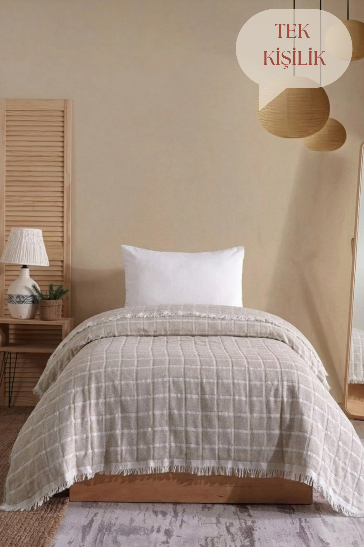 Beige Muslin 4-Layer Bedspread Quilting Single Cotton Quilting 170x207